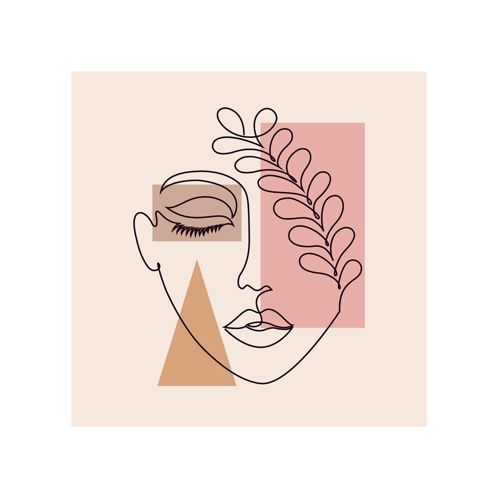 Tablou canvas Leaf Face, 4Decor, DE0280, panza + sasiu lemn, 50 x 50 cm