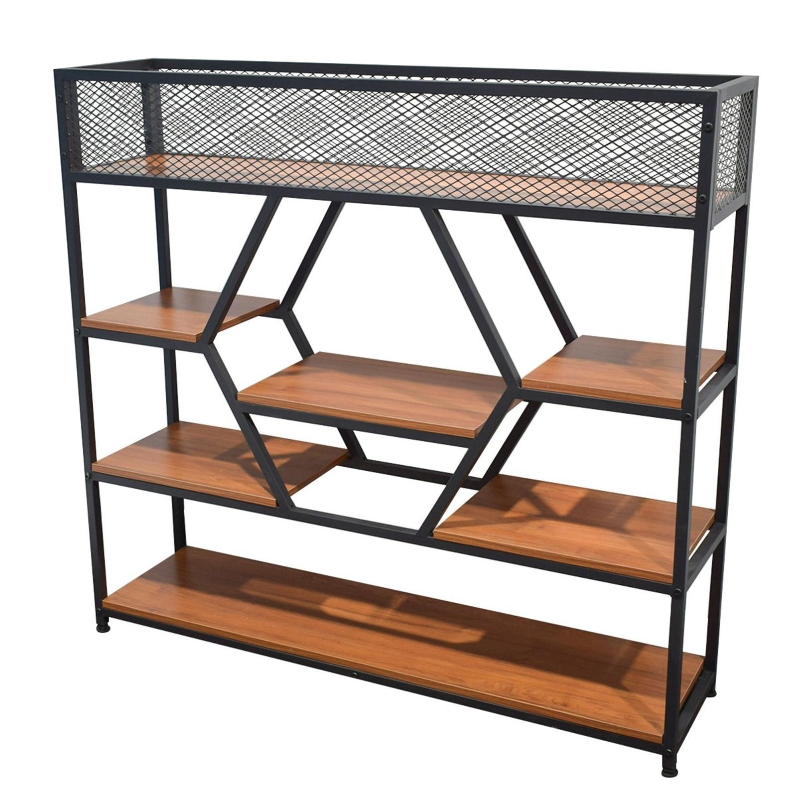 Etajera PF-2, MDF + metal, cires lucios + negru mat, 120 x 30 x 110 cm, 2C