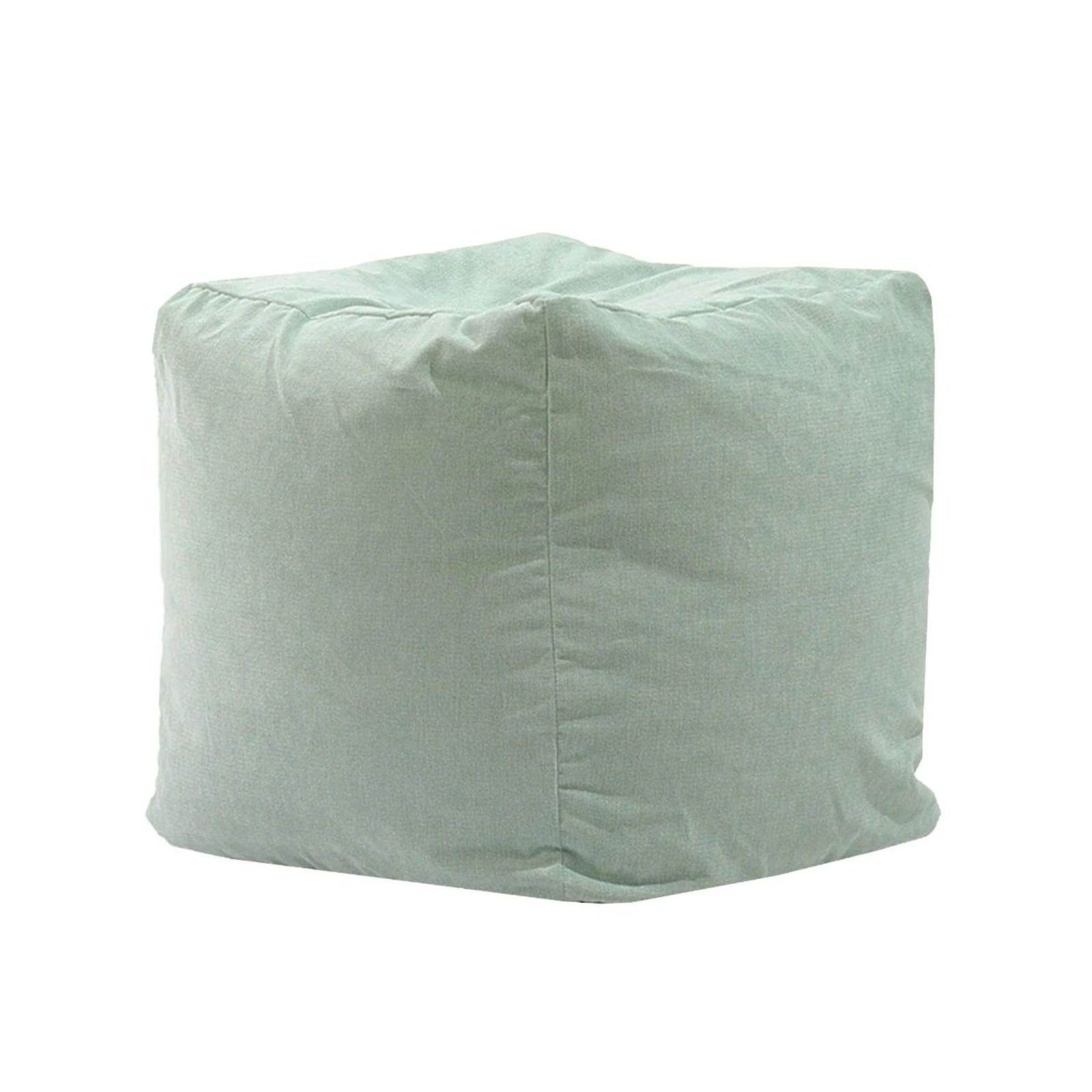 Taburet Cub, fix, patrat, material textil, verde salvie, 40 x 40 x 40 cm