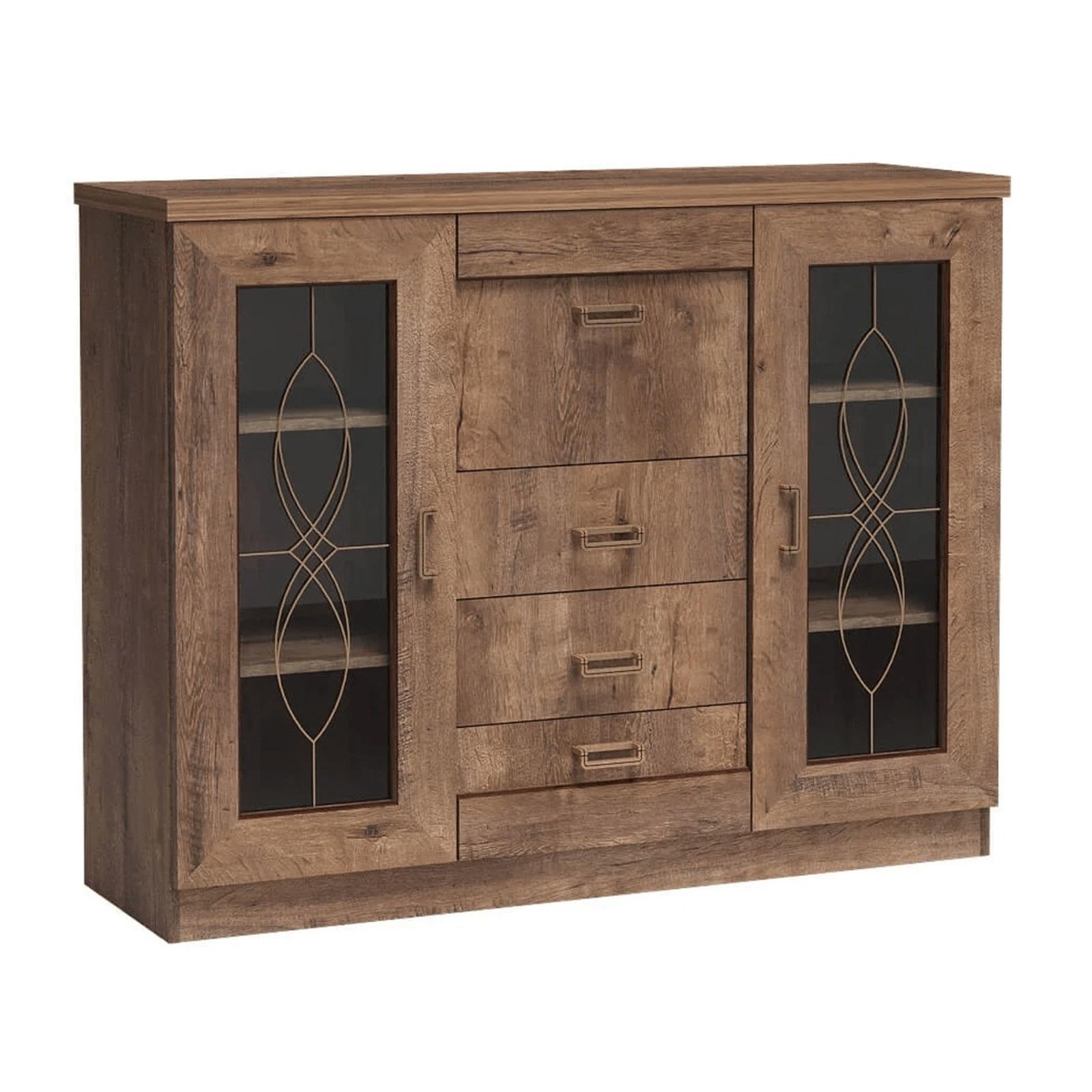 Comoda living Tedy, cu usi si sertare, stejar lefkas, 140 x 44 x 110 cm, 3C Comoda living Tedy, cu usi si sertare, stejar lefkas, 140 x 44 x 110 cm, 3C