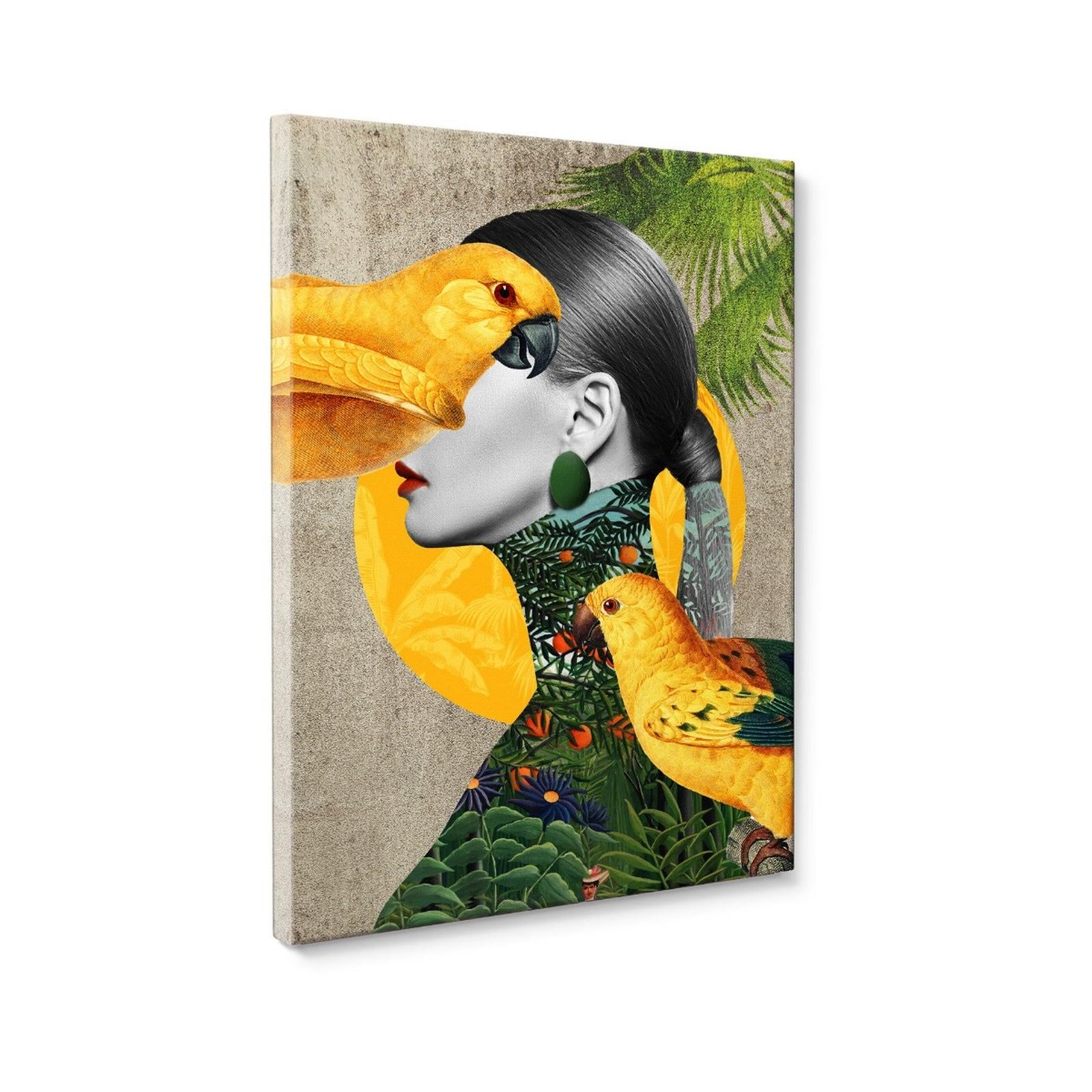 Tablou Parrot Girl, Styler, standard, panza + sasiu MDF, 70 x 100 cm
