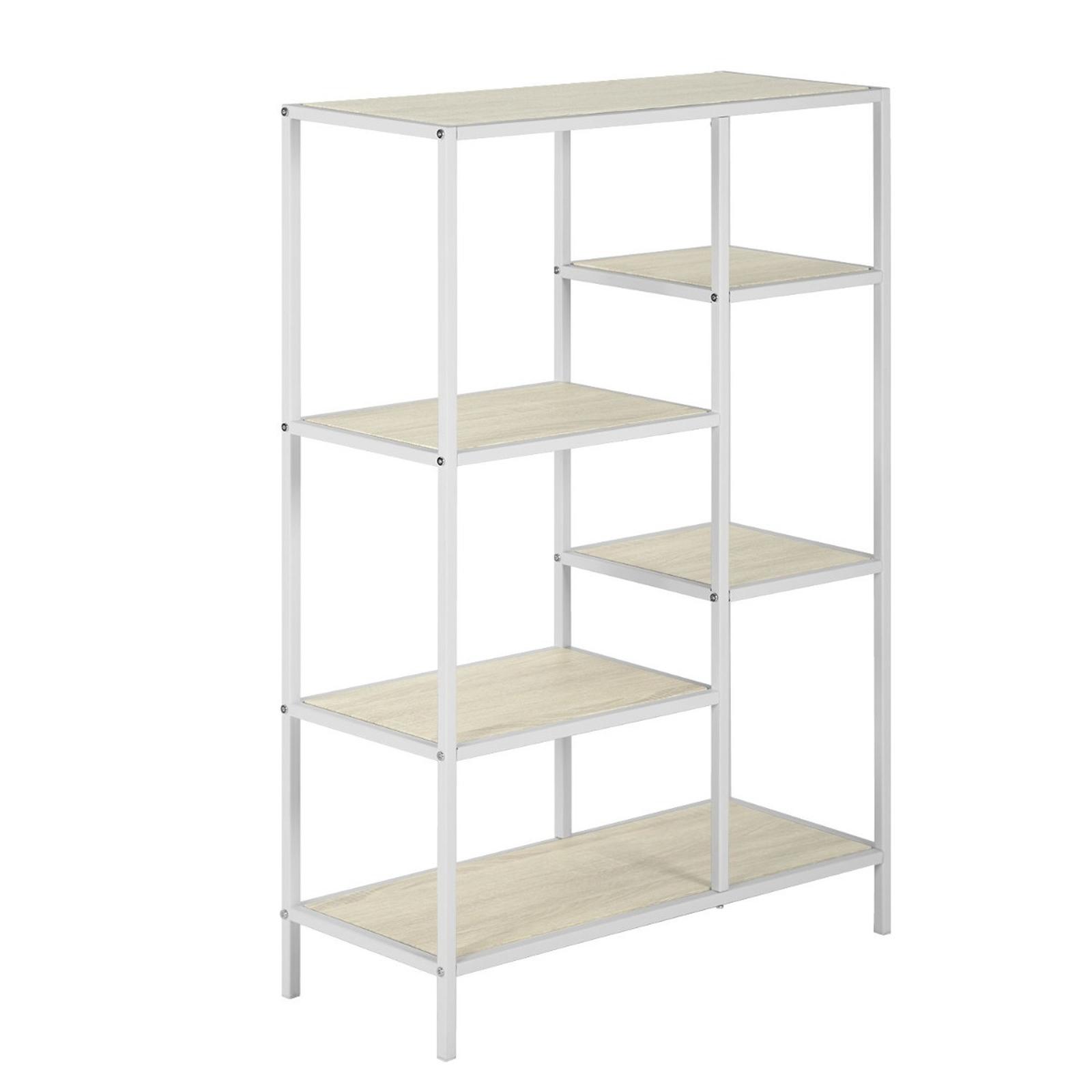 Etajera Tuski MDF + otel, alb + eucalipt, 70 x 30 x 109.5 cm, 1C