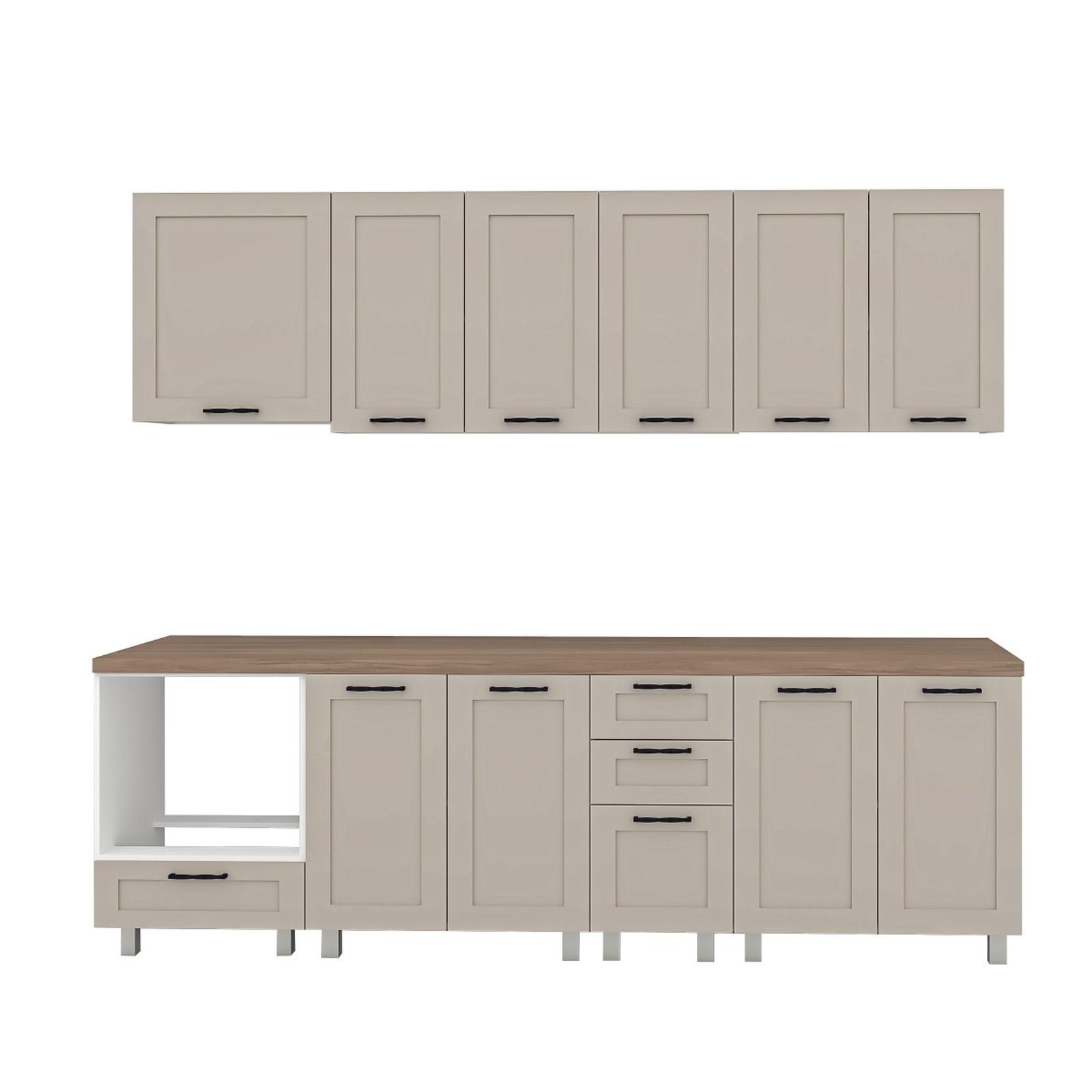 Bucatarie Catalina, cappuccino + alb, 260 cm, 11C