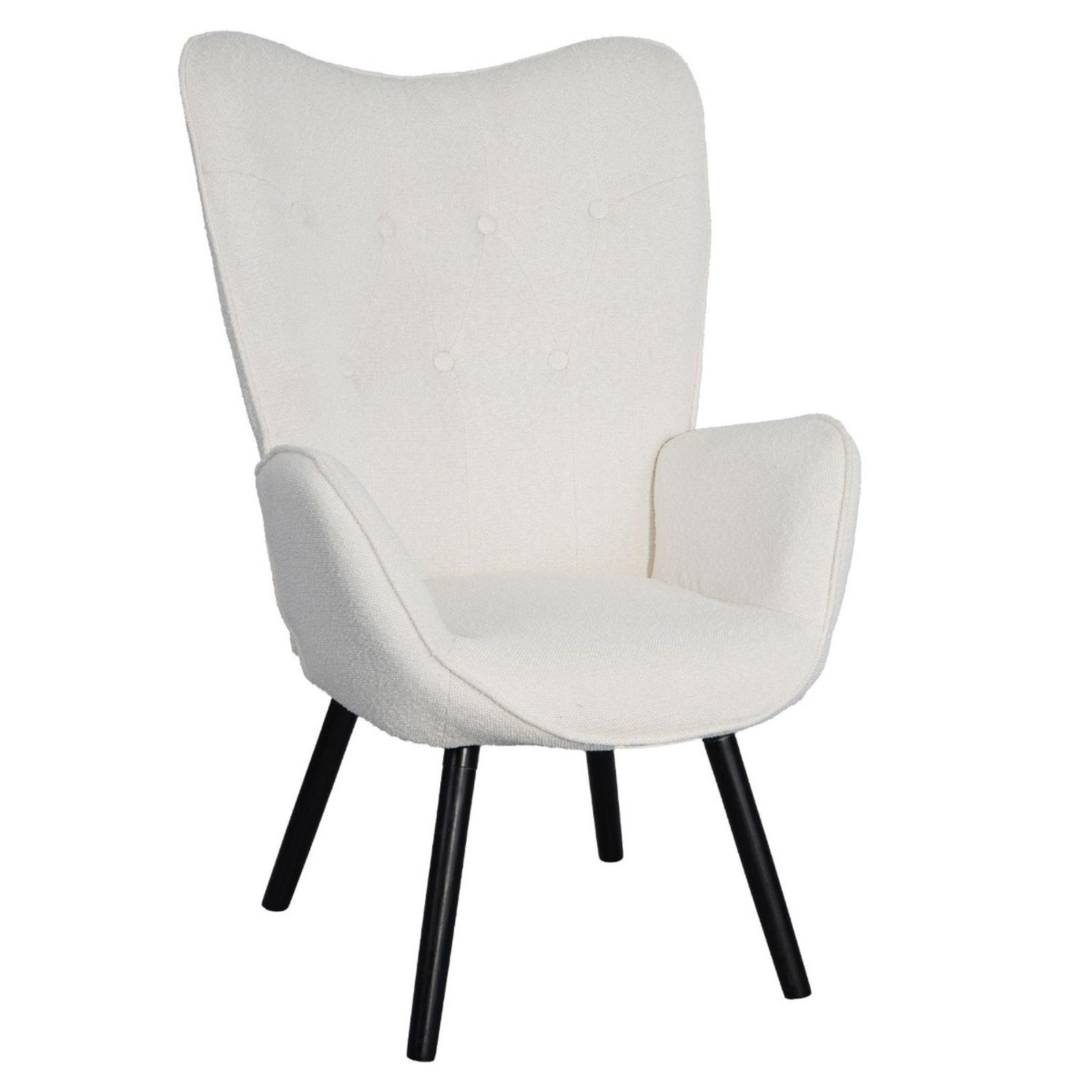 Scaun bucatarie / living fix Kas tapitat, metal negru + material textil buclat bej