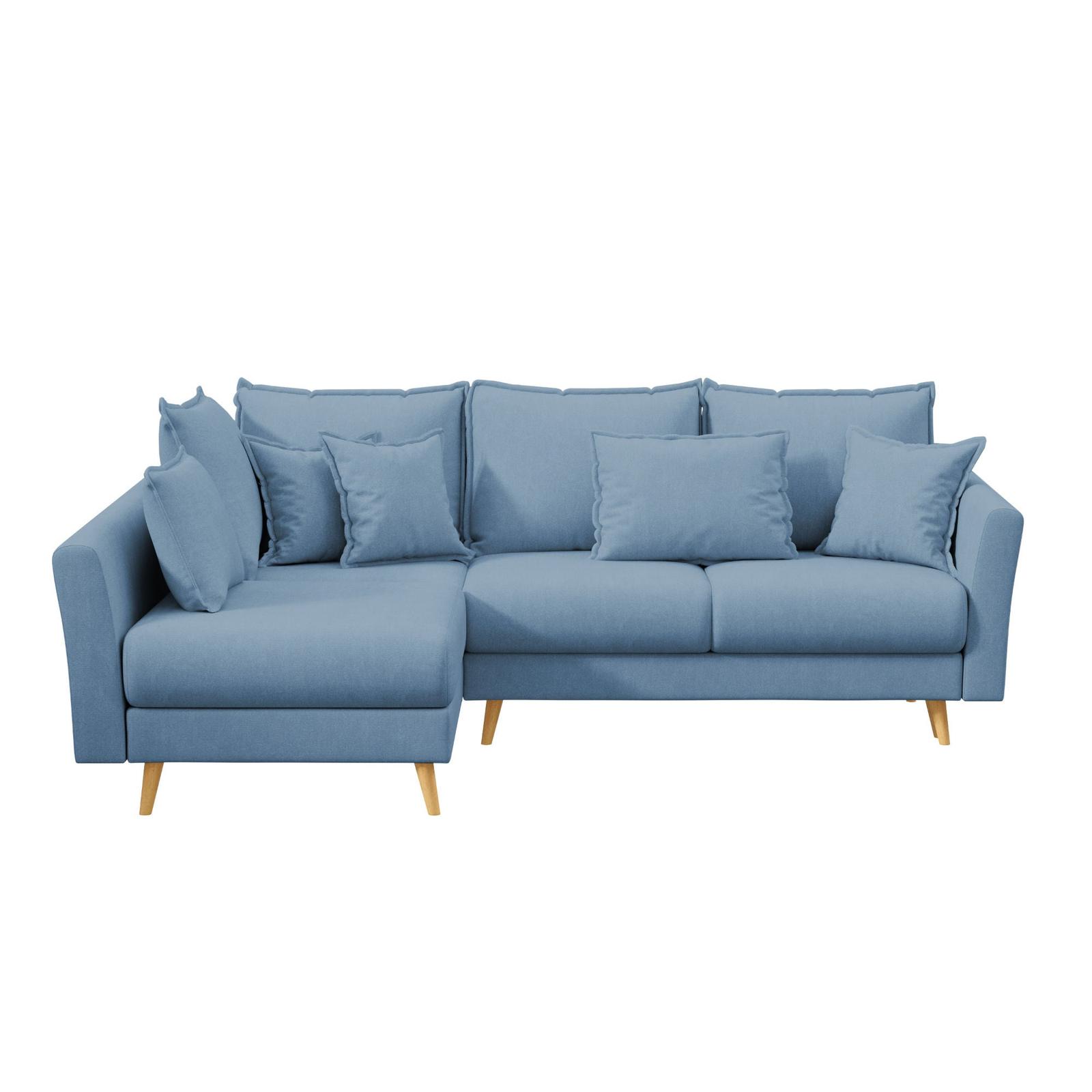 Coltar living Romeo extensibil pe dreapta , cu lada, bleu, 240 x 170 x 95 cm