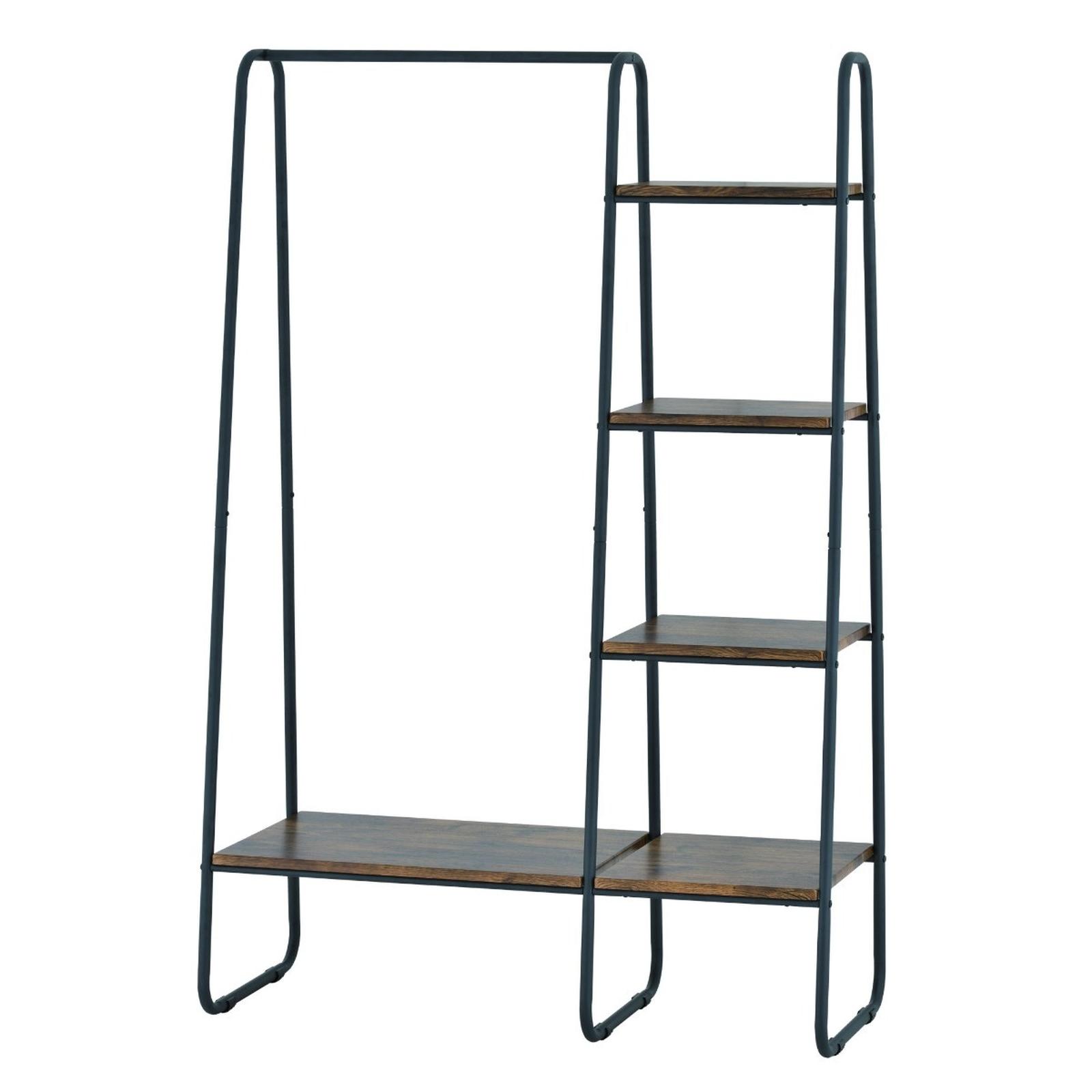 Suport /stander haine LS210 cu bara pentru umerase si 5 polite, metal + MDF, 100 x 40.5 x 151.5 cm Suport /stander haine LS210 cu bara pentru umerase si 5 polite, metal + MDF, 100 x 40.5 x 151.5 cm