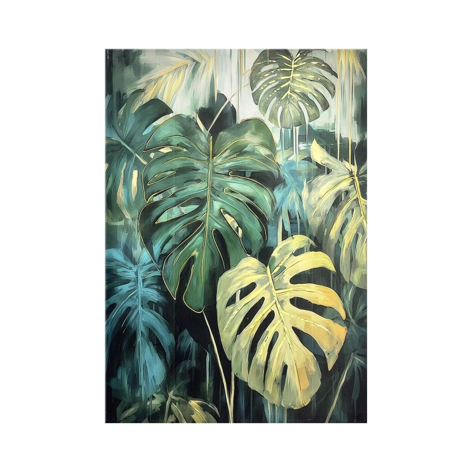 Tablou canvas Monstera, Styler, standard, efect 3D, panza + sasiu MDF, 100 x 70 cm
