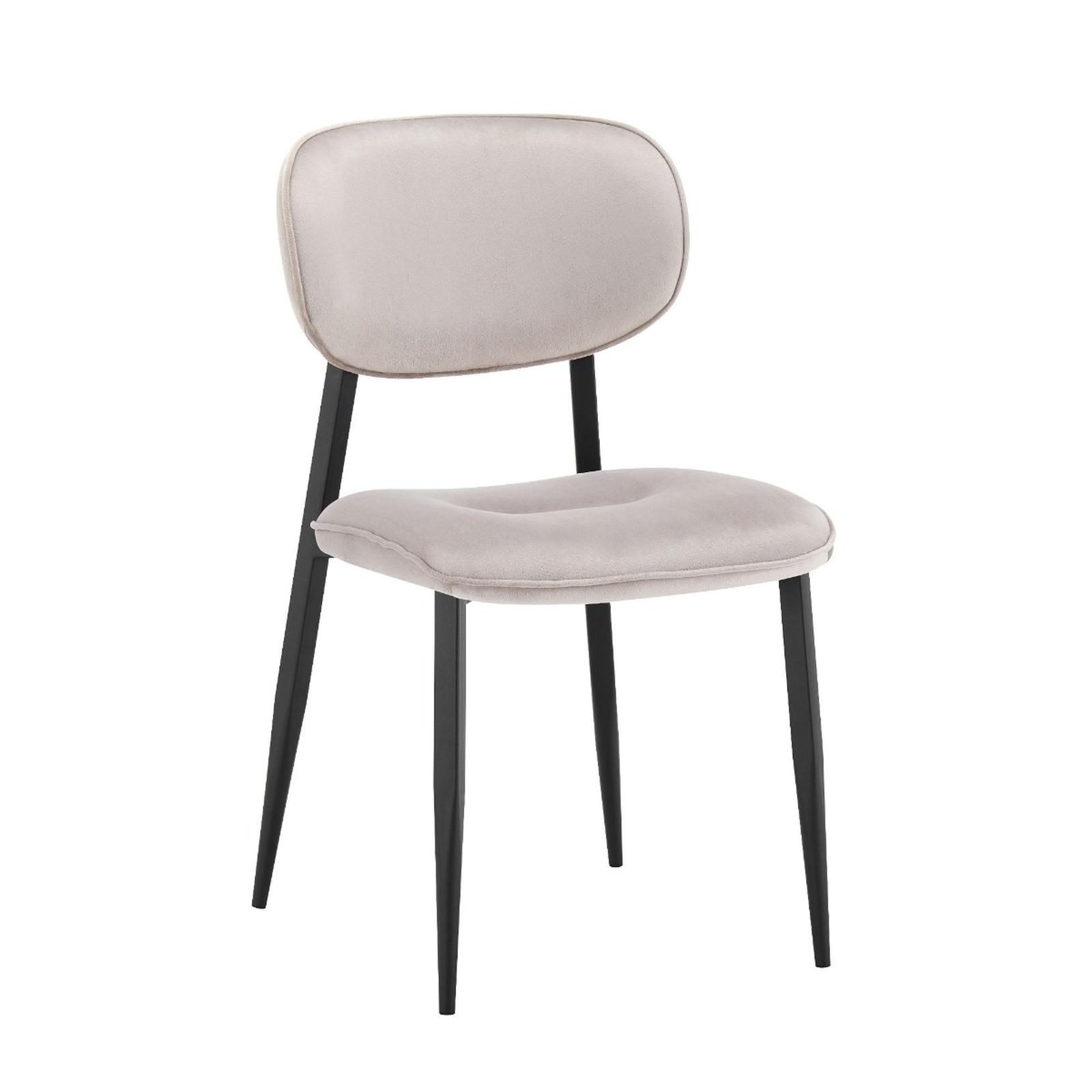 Scaun Barbara, tapitat, metal negru + catifea bej