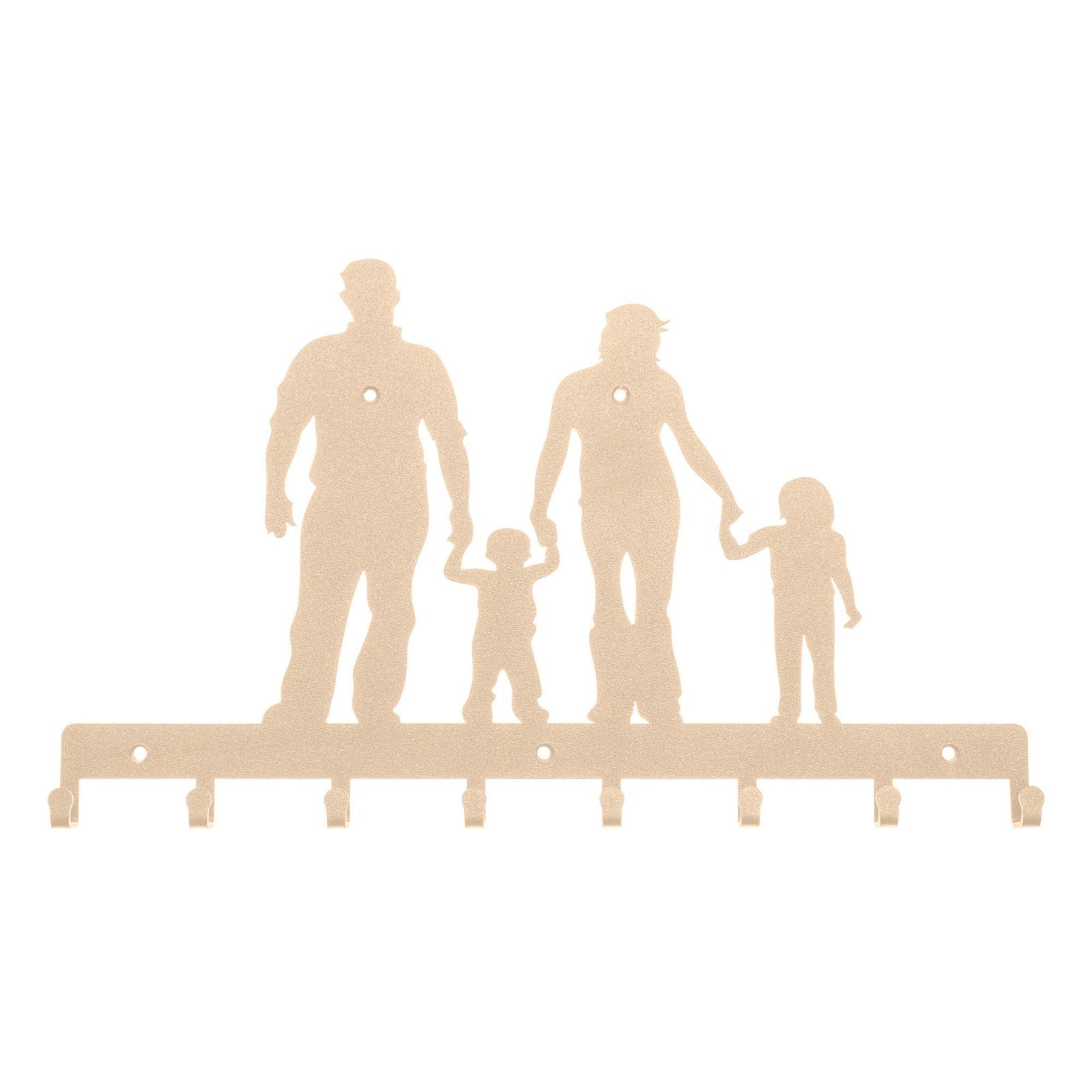 Cuier decorativ Family, pentru hol, crem, cu 8 agatatori, 40 x 23 cm