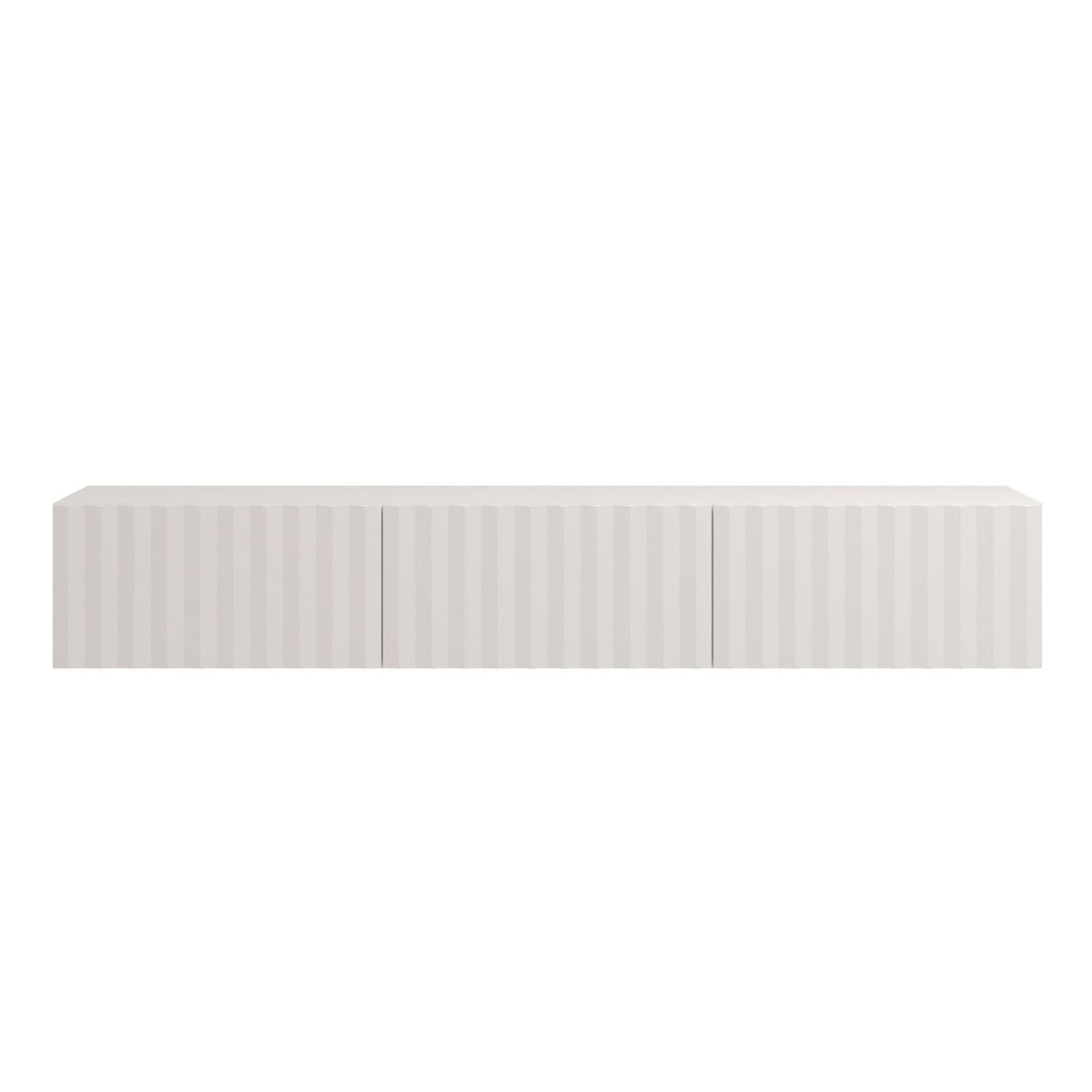 Comoda TV Antibes 3K3V, cu usi, alb + folie mata alba, 192 x 42 x 32 cm, 1C