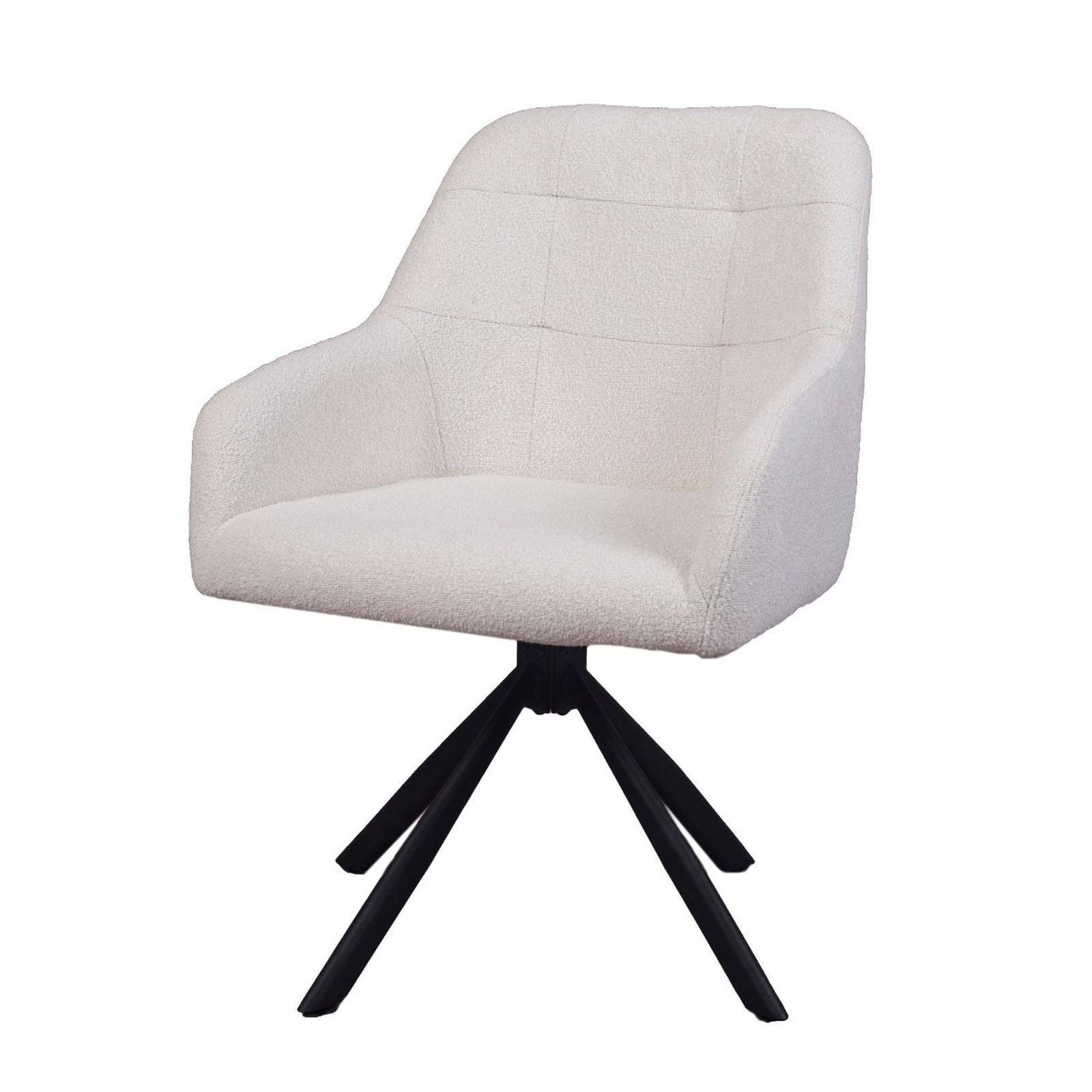 Scaun bucatarie / living rotativ Mirage, tapitat, metal + textil buclat, crem + negru