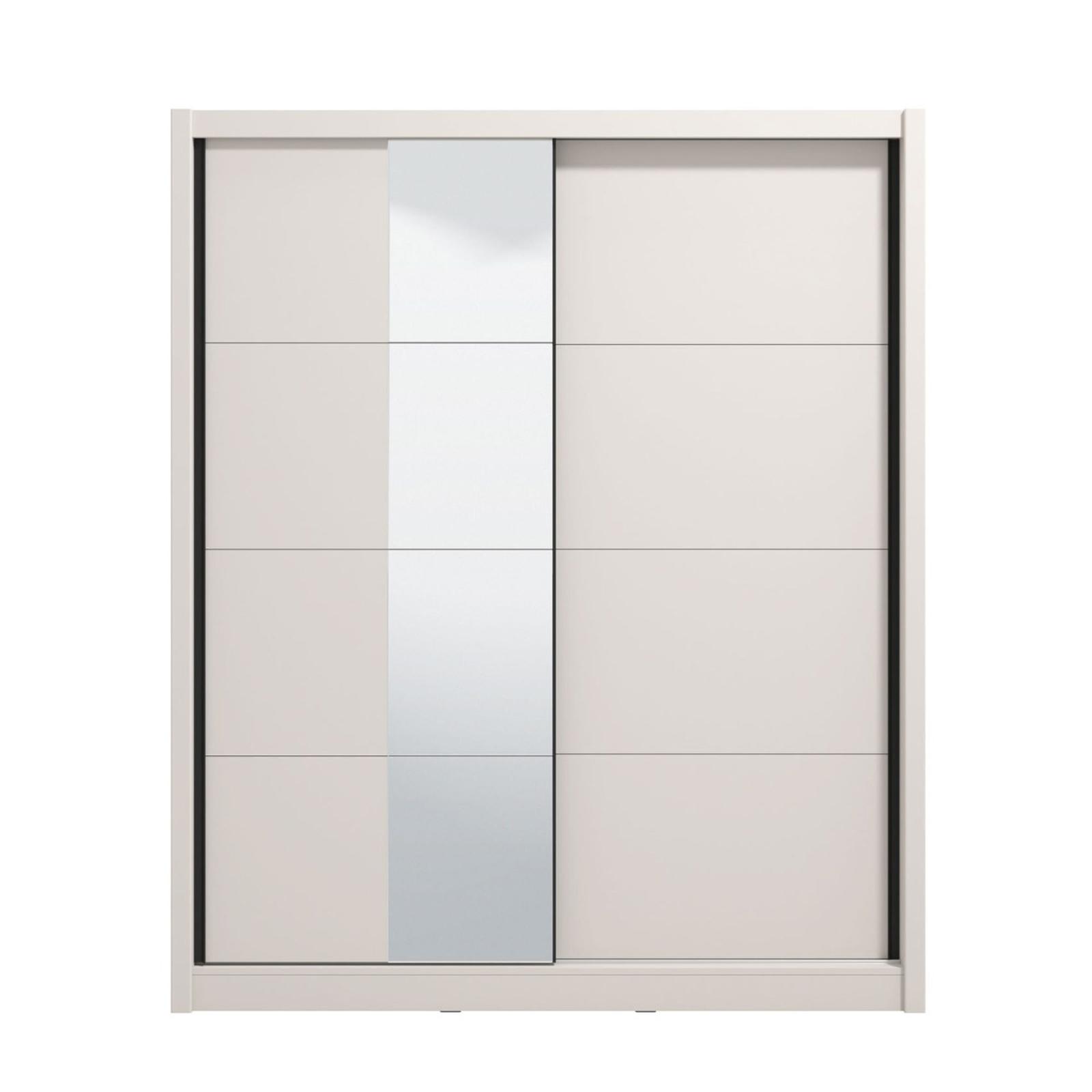 Dulap dormitor Albi 180 OG, bej cashmere, 2 usi glisante, cu oglinda, 180 x 60 x 215.5 cm, 7C