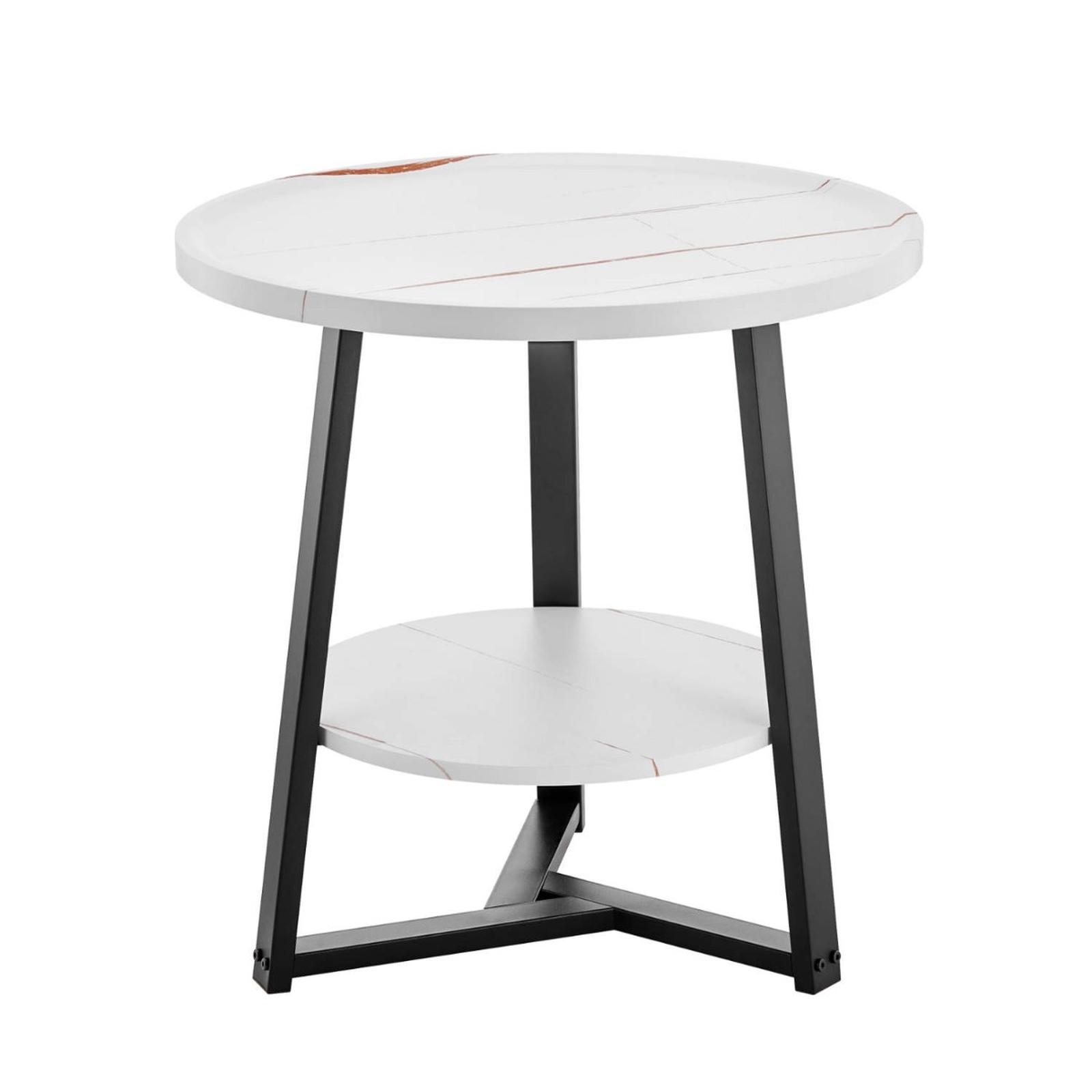 Masuta cafea Mary, rotunda, alb + negru, 60 x 60 x 60 cm, 1C