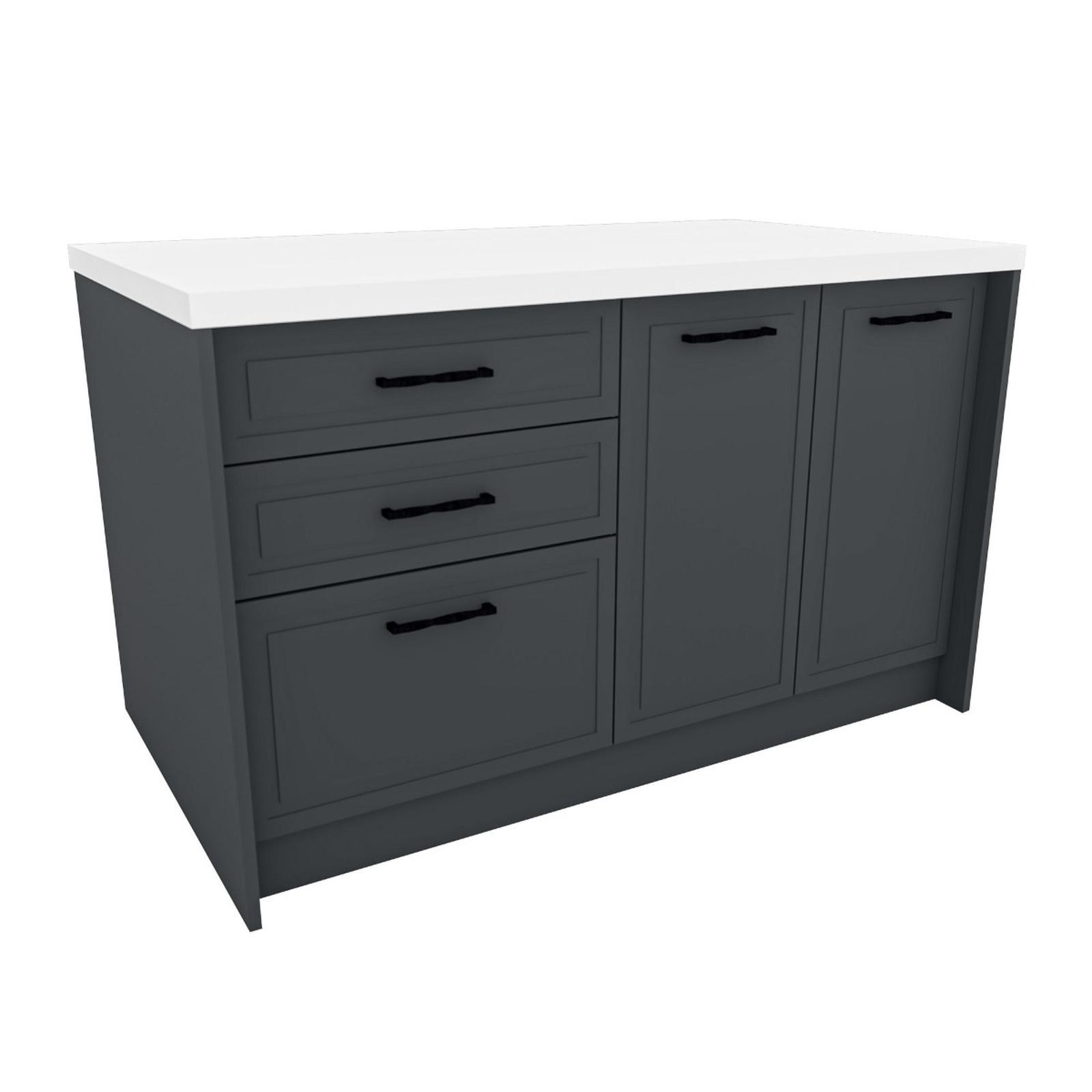Dulap bucatarie One, tip insula, gri antracit + alb, 139.3 x 80 x 86 cm, 3C