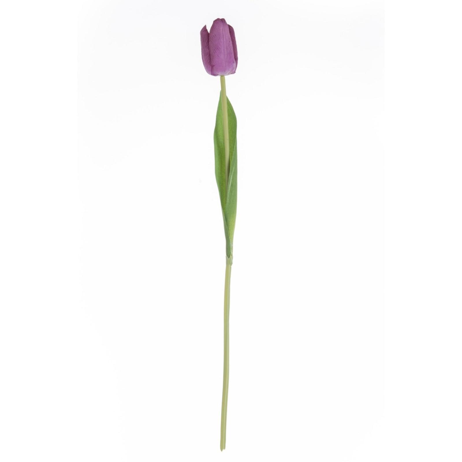 Floare artificiala MW59901, lalea, material textil + plastic, mov, 47 cm