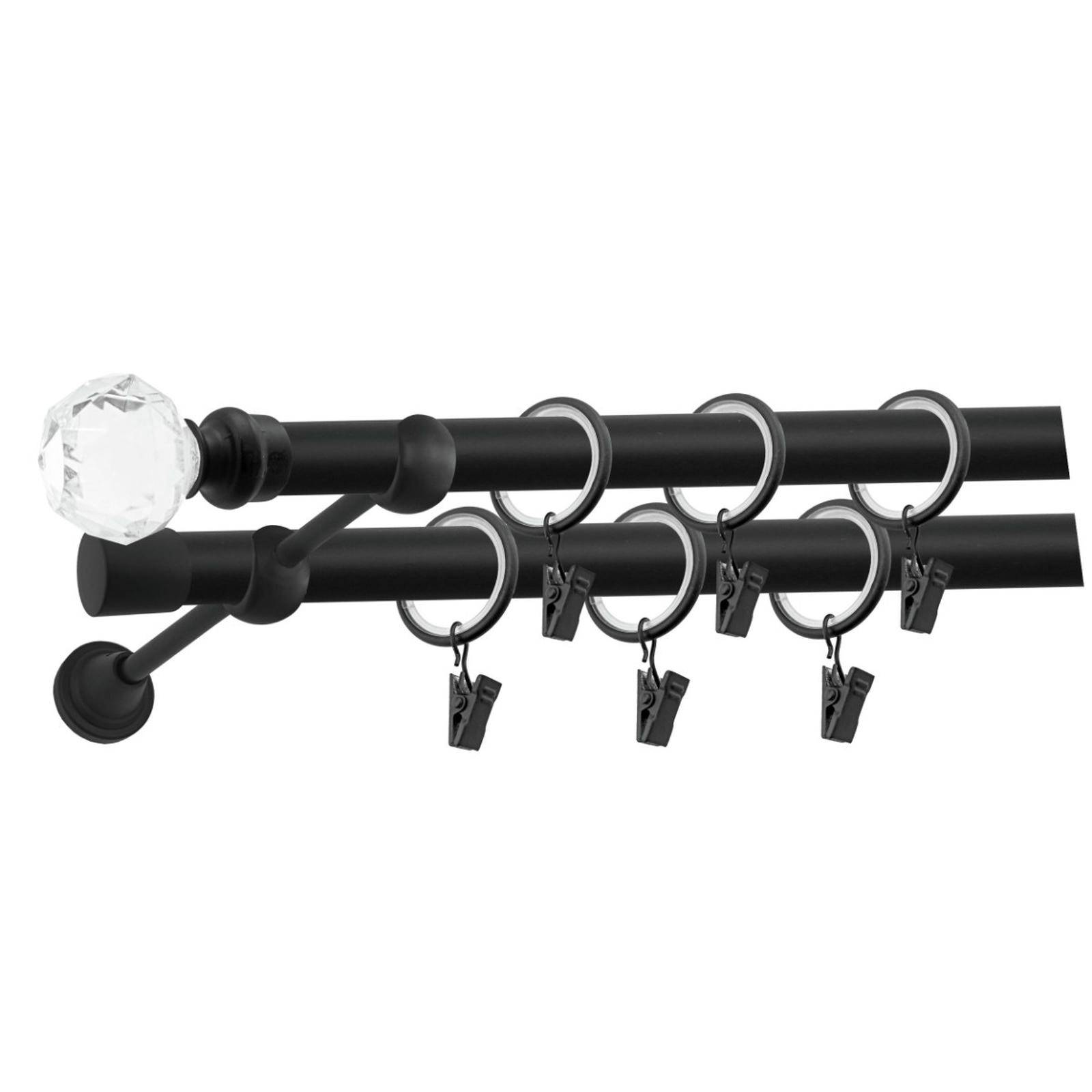 Galerie metalica dubla, Kit Folk, Gardinia, 19 / 19 mm, metal, negru, 200 cm, kit cu accesorii