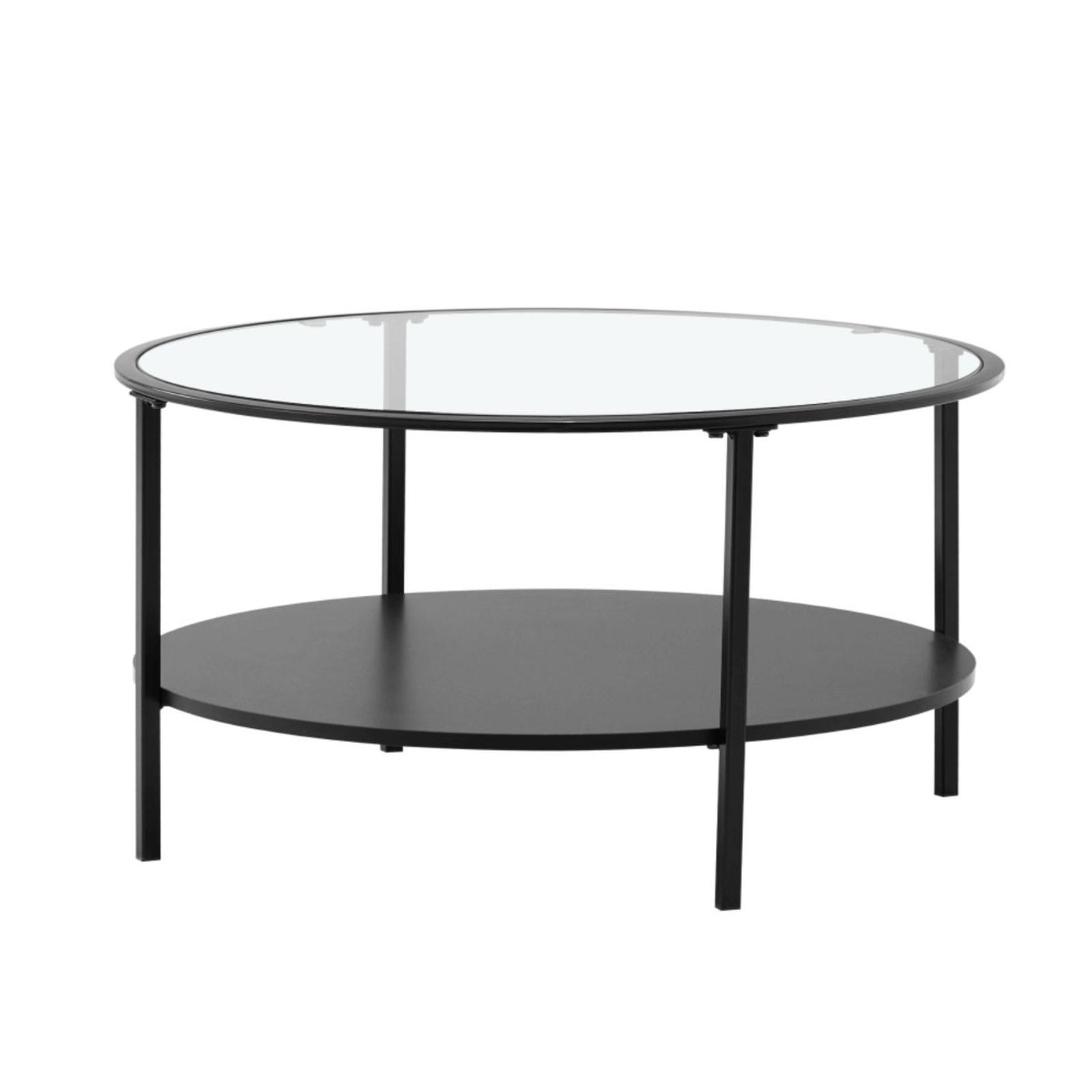 Masuta cafea Parlan rotunda, negru + transparent, 80 x 80 x 43 cm, 1C