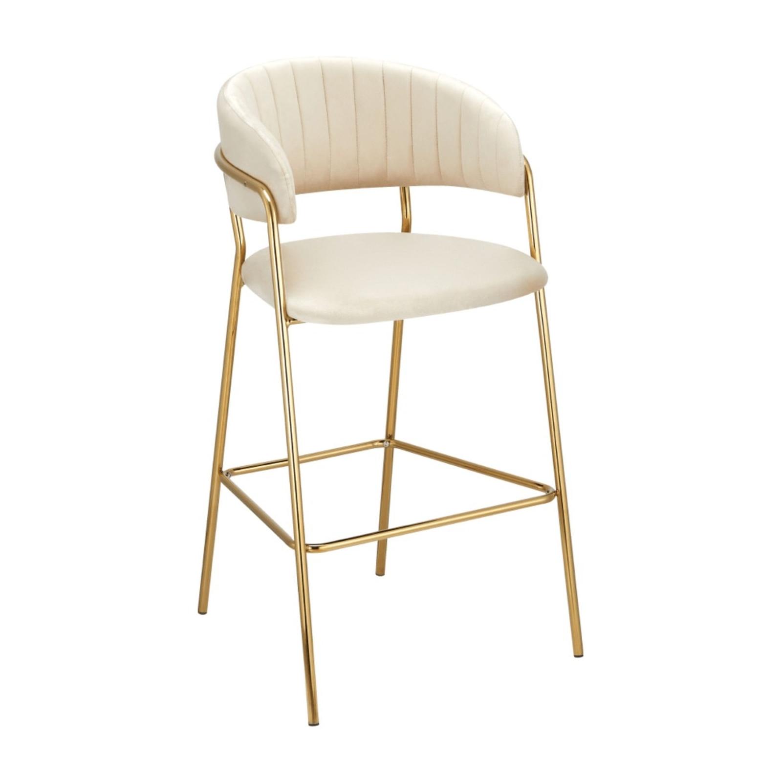 Scaun bar Dasmin Typ 2, fix, metal + textil, bej + auriu, 107 cm