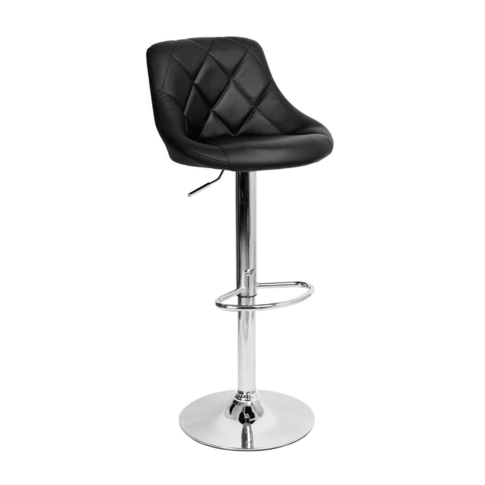 Scaun bar Marid New, reglabil pe inaltime, rotativ, metal + imitatie piele, negru + crom, 102 cm