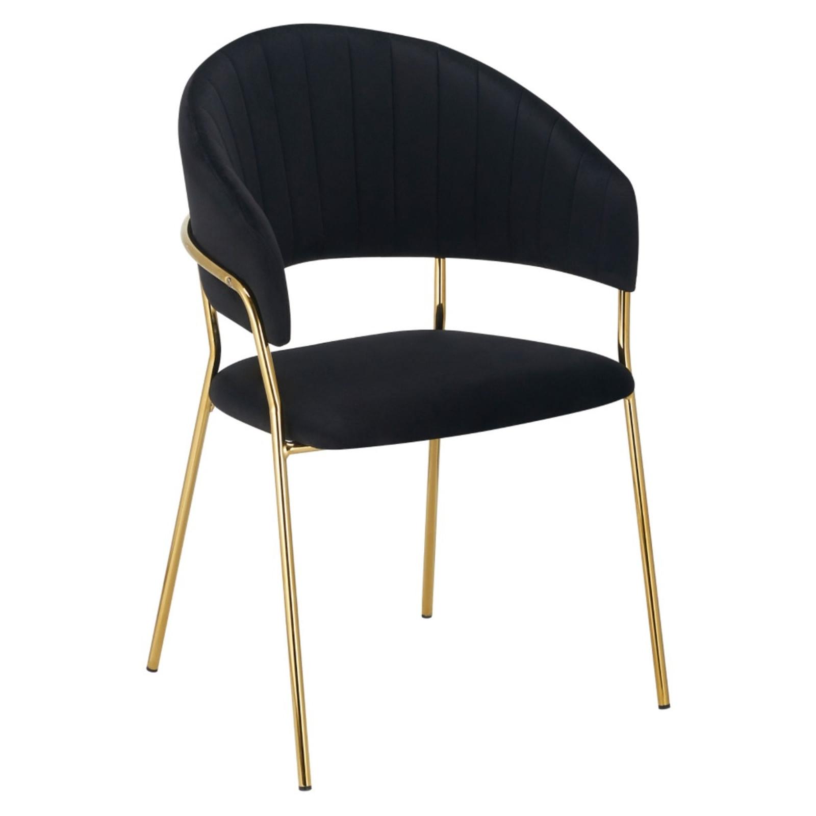 Scaun fix Dasmin Typ 1, tapitat, metal + textil, negru + auriu