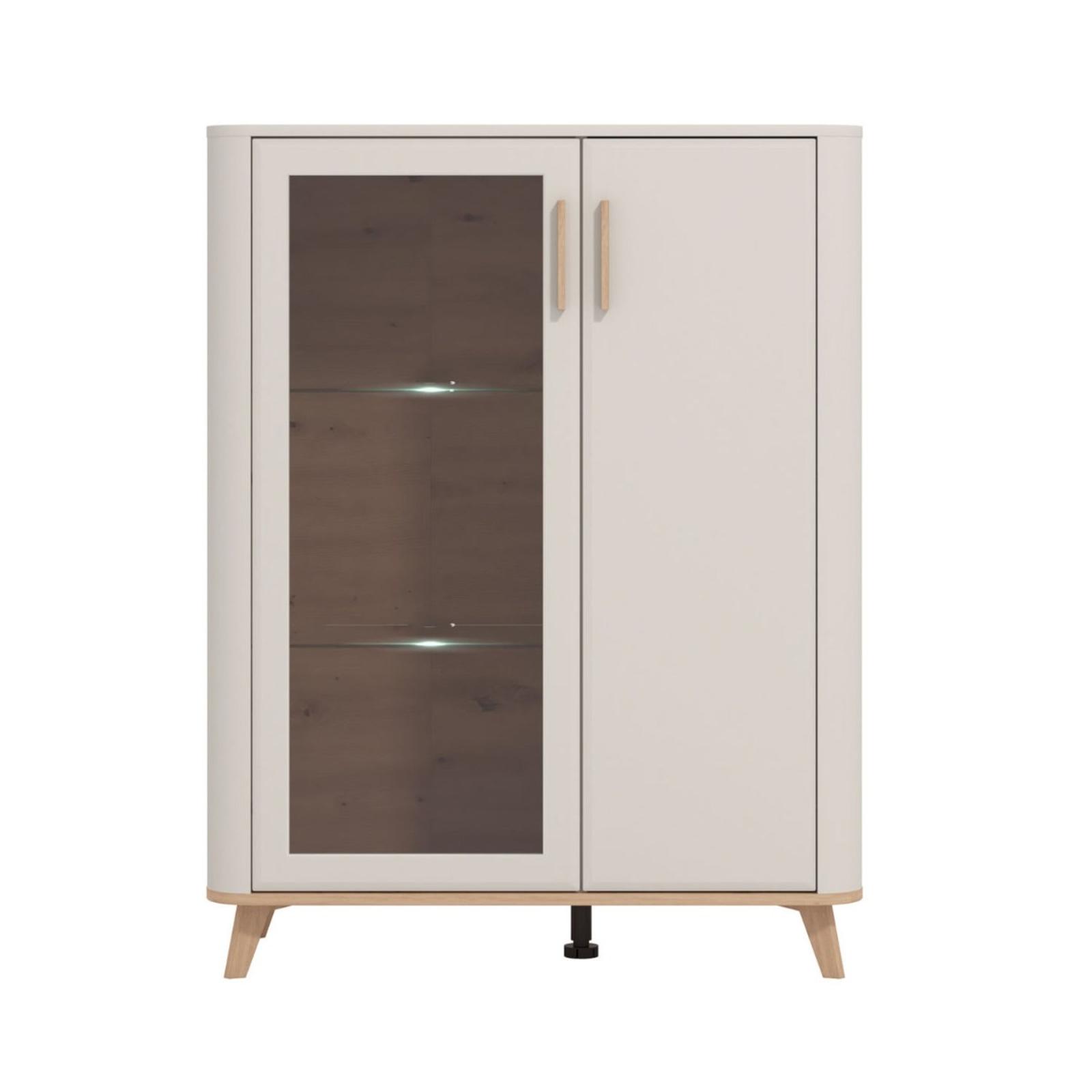 Vitrina living Darwen 2KVS1, cu usa stricla + lumini, bej cashmere, 90 x 40 x 116.5 cm
