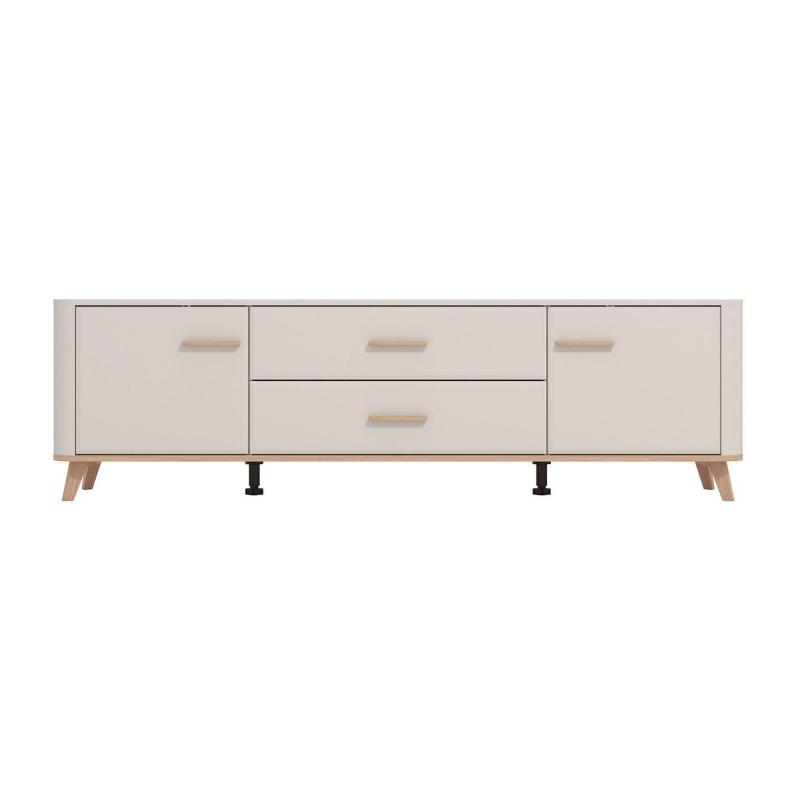 Comoda TV Darwen 3K2F2V, cu usi si sertare, bej cashmere + stejar artisan, 179.5 x 40 x 52.5 cm
