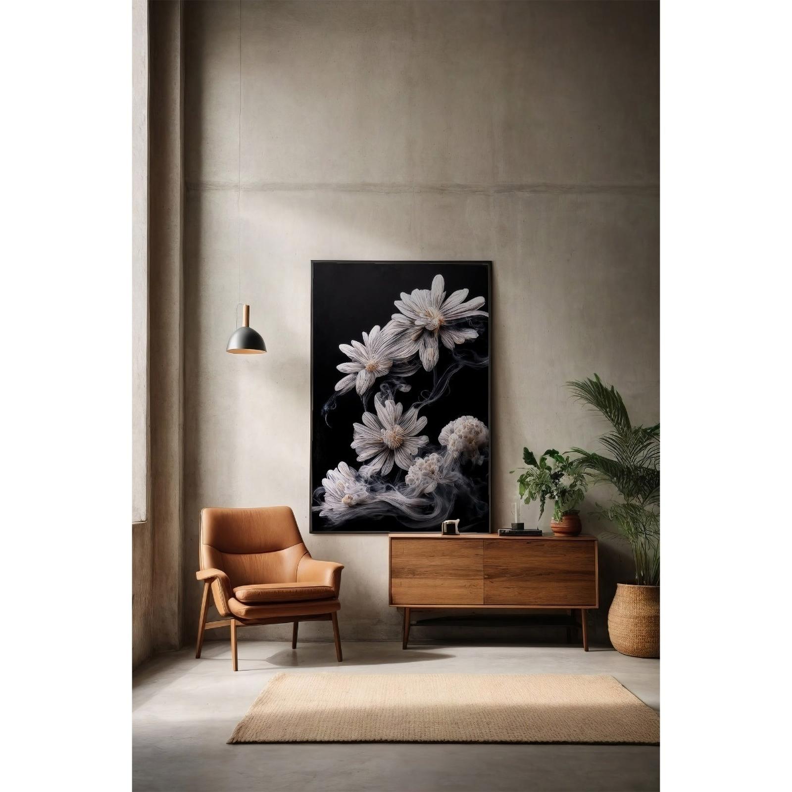 Tablou canvas Smokey Daisies, standard, panza + sasiu din lemn, 120 x 80 cm