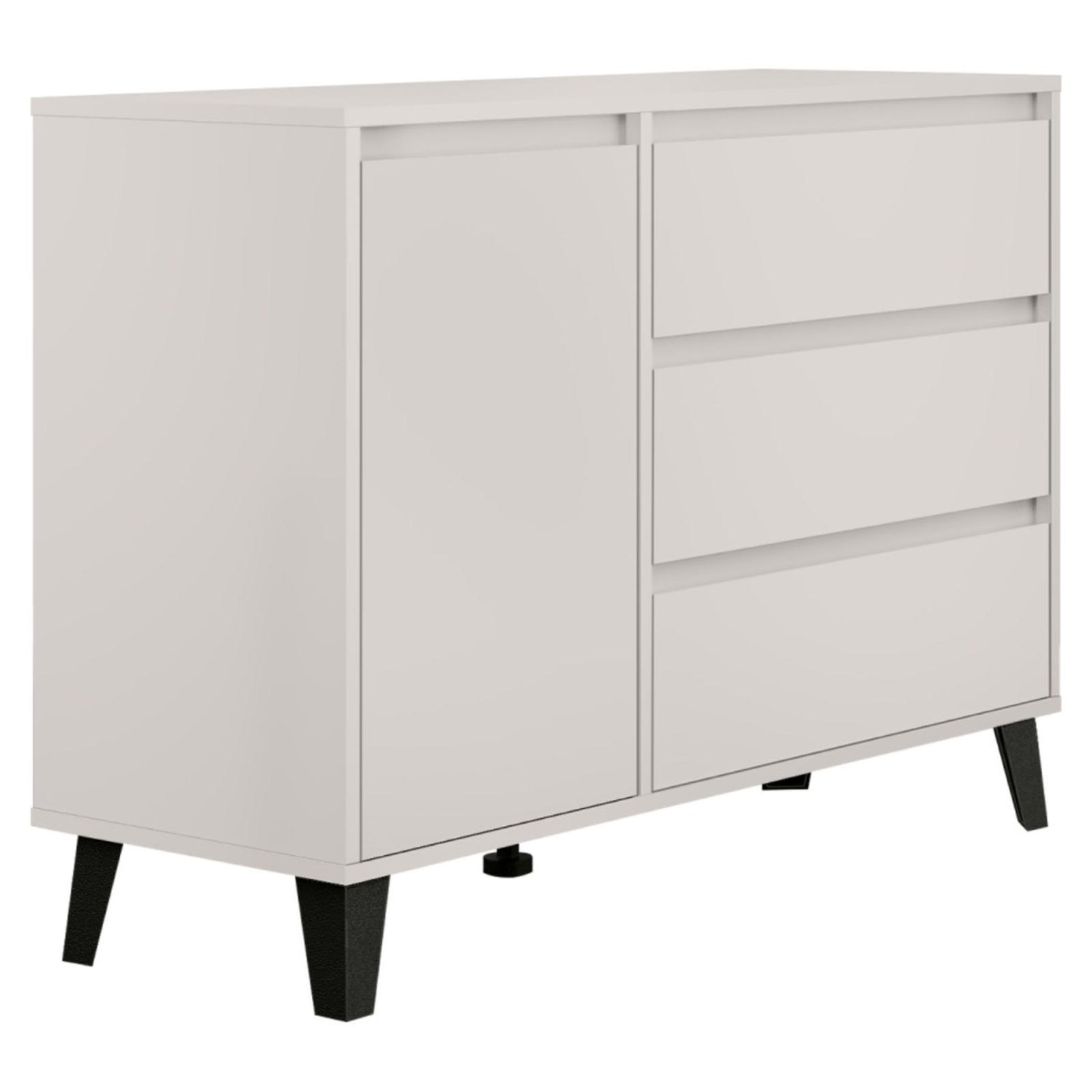 Comoda dormitor Bogan 1D3S, cu 1 usa + 3 sertare, bej cashmere, 110 x 38.8 x 78.4 cm