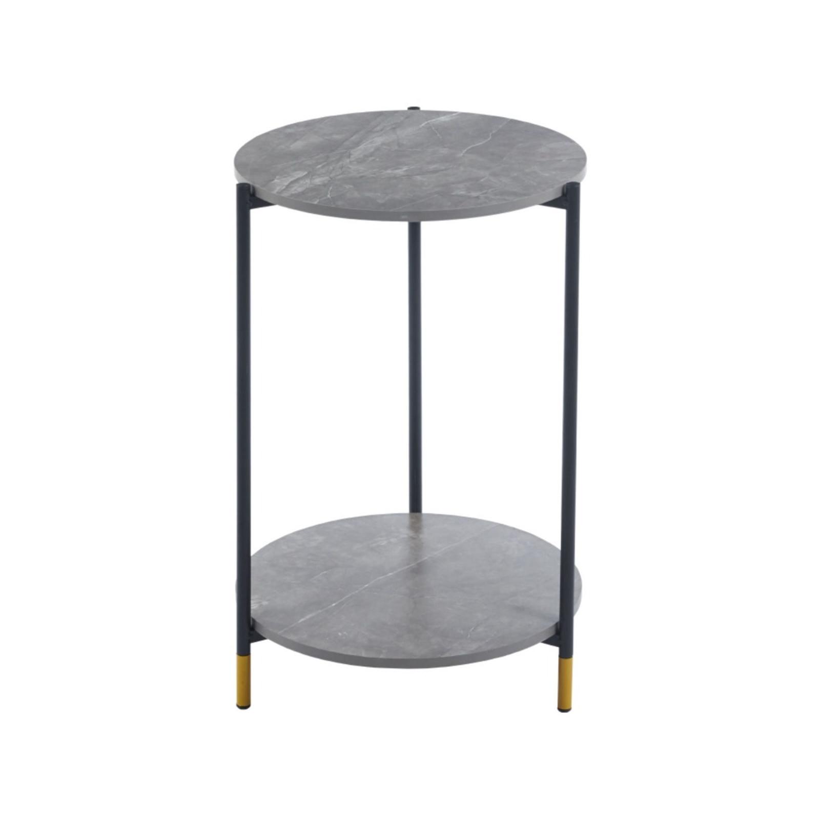 Masuta cafea Gajar, rotunda, gri marmorat + negru, 42 x 42 x 61 cm, 1C