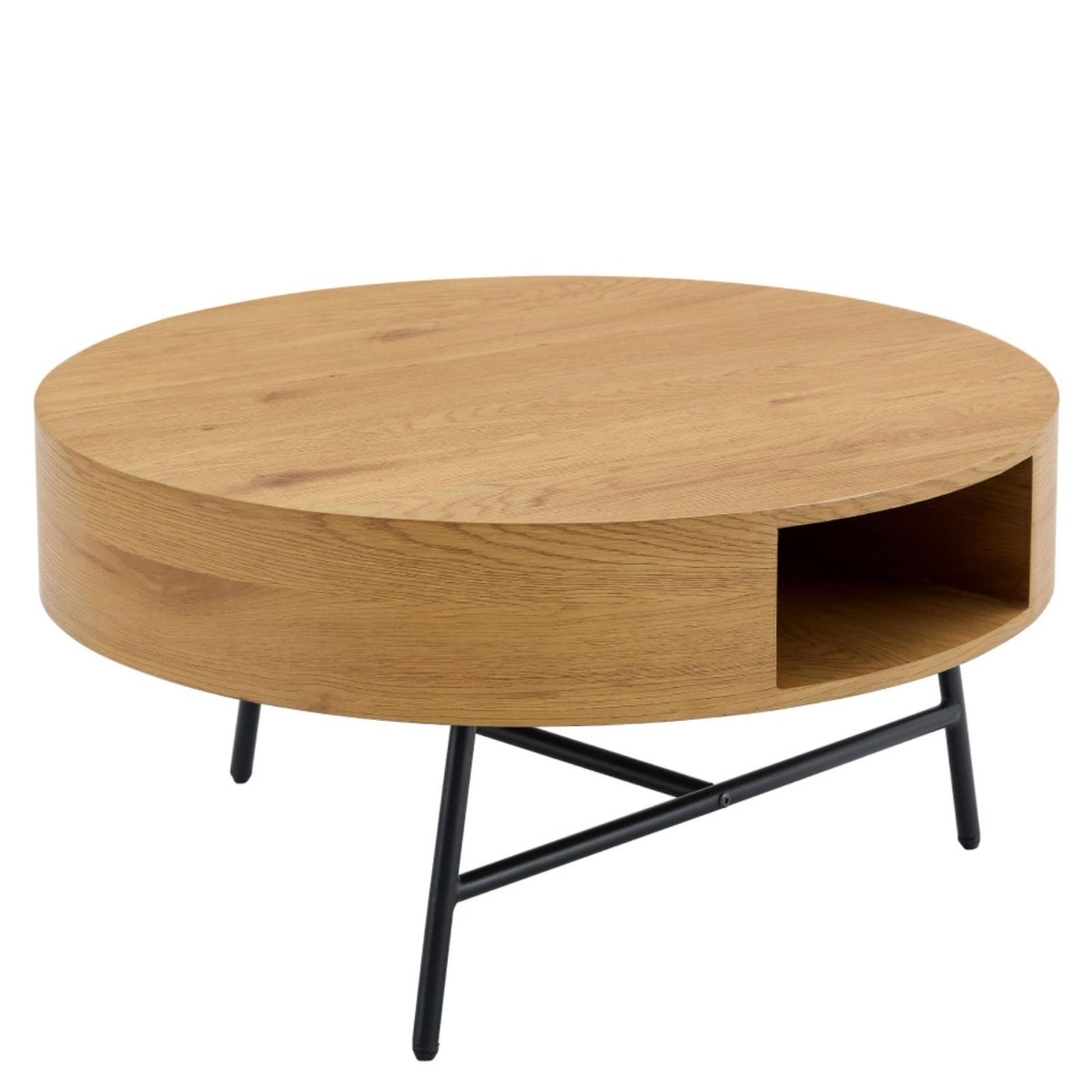 Masuta cafea Tarmon rotunda, stejar + negru, 80 x 80 x 42 cm Masuta cafea Tarmon rotunda, stejar + negru, 80 x 80 x 42 cm