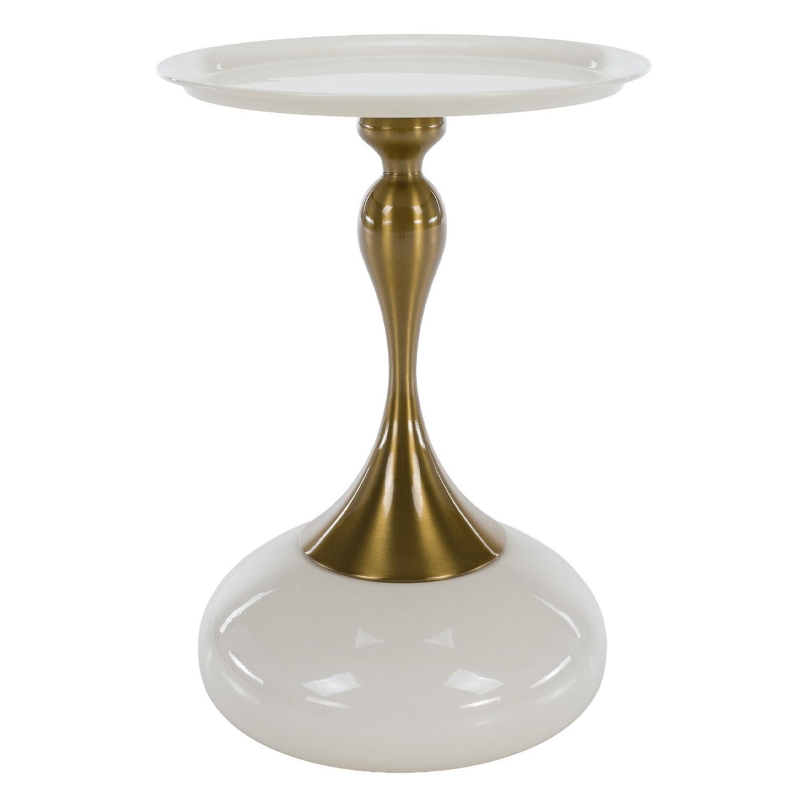 Masuta cafea Fej rotunda, alb + auriu, 38.3 x 38.3 x 53.5 cm
