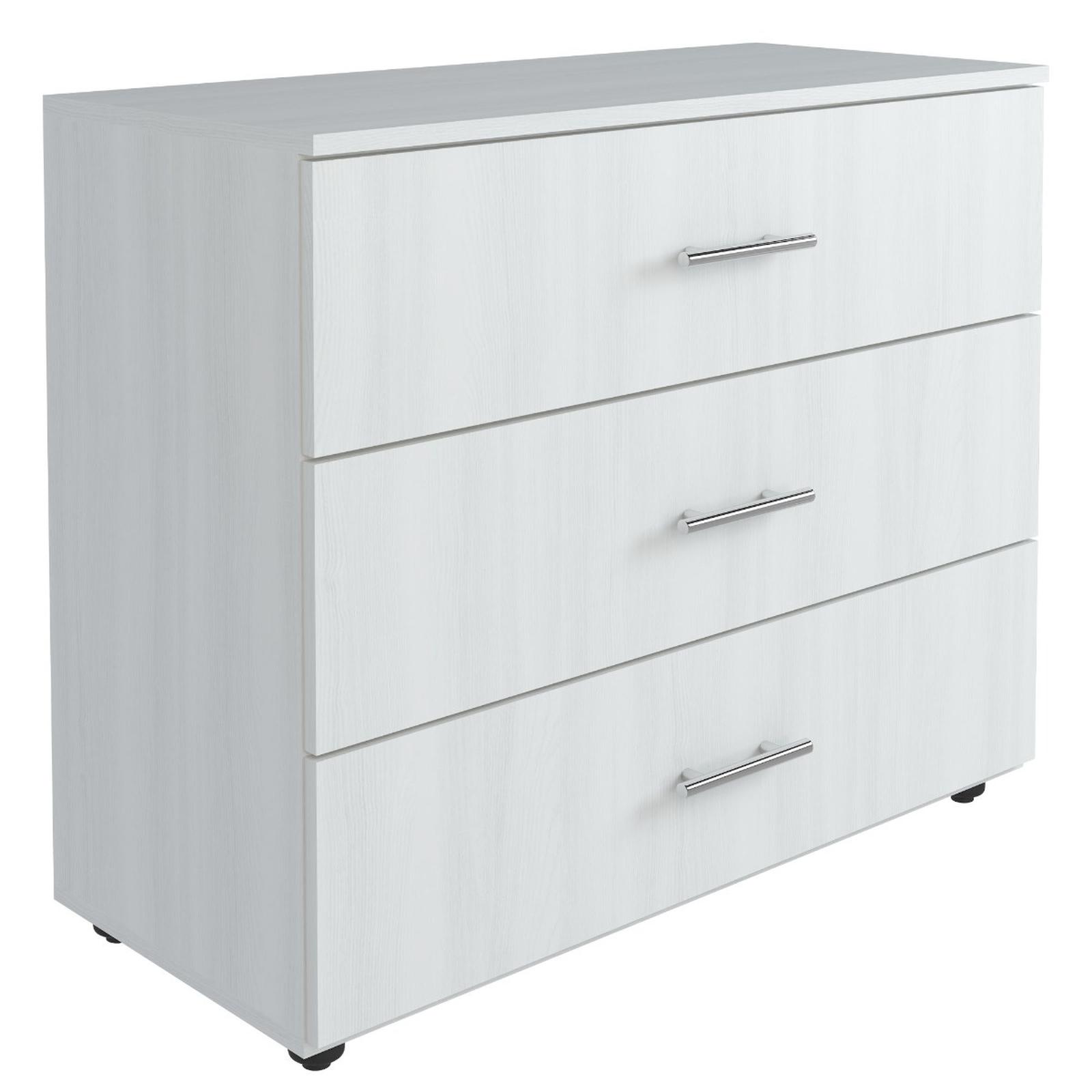 Comoda dormitor Stefan, cu 3 sertare, alb K524, 90 x 75 x 40 cm, 1C