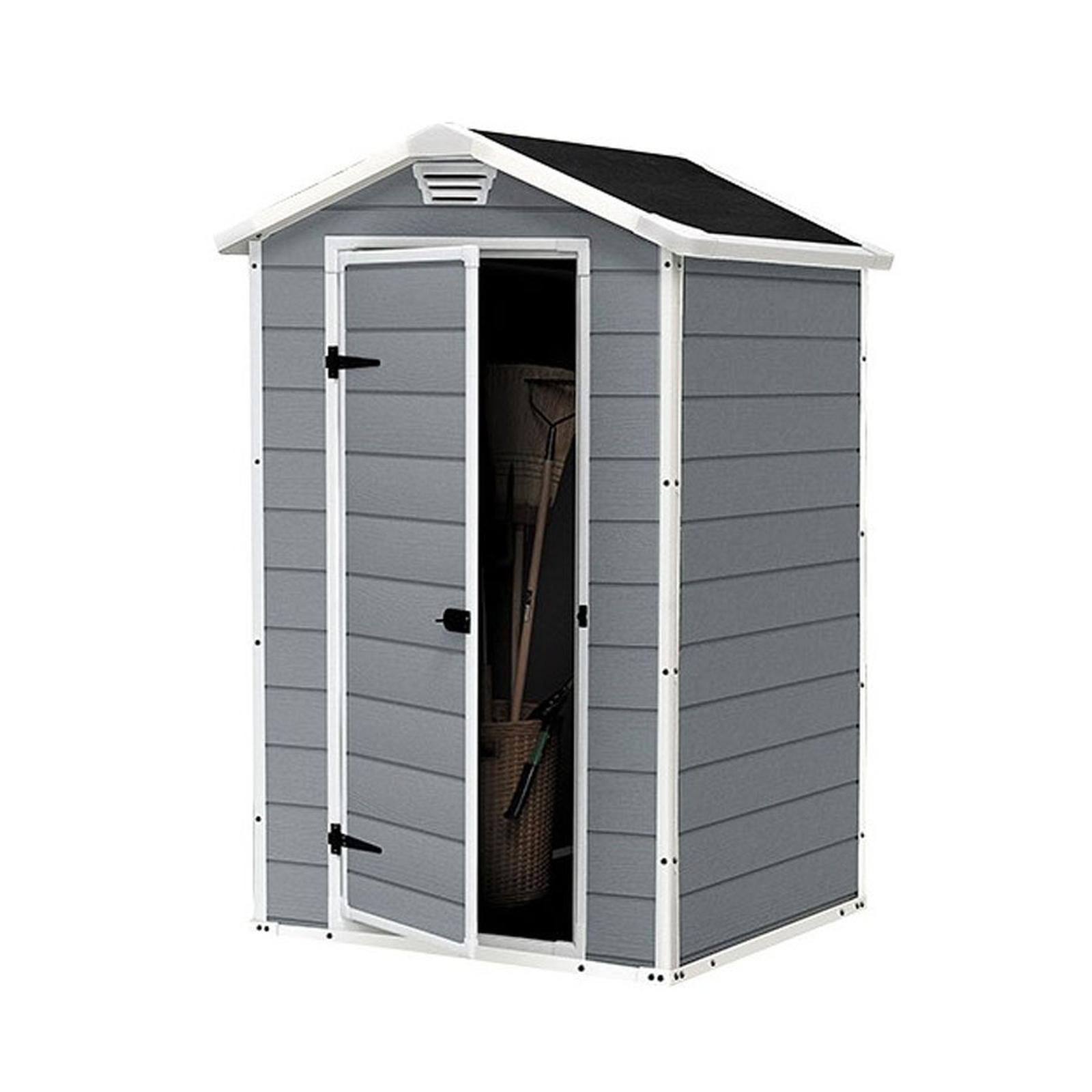 Casuta de gradina Keter Manor, plastic, gri, 128 x 94 x 196 cm, usa simpla