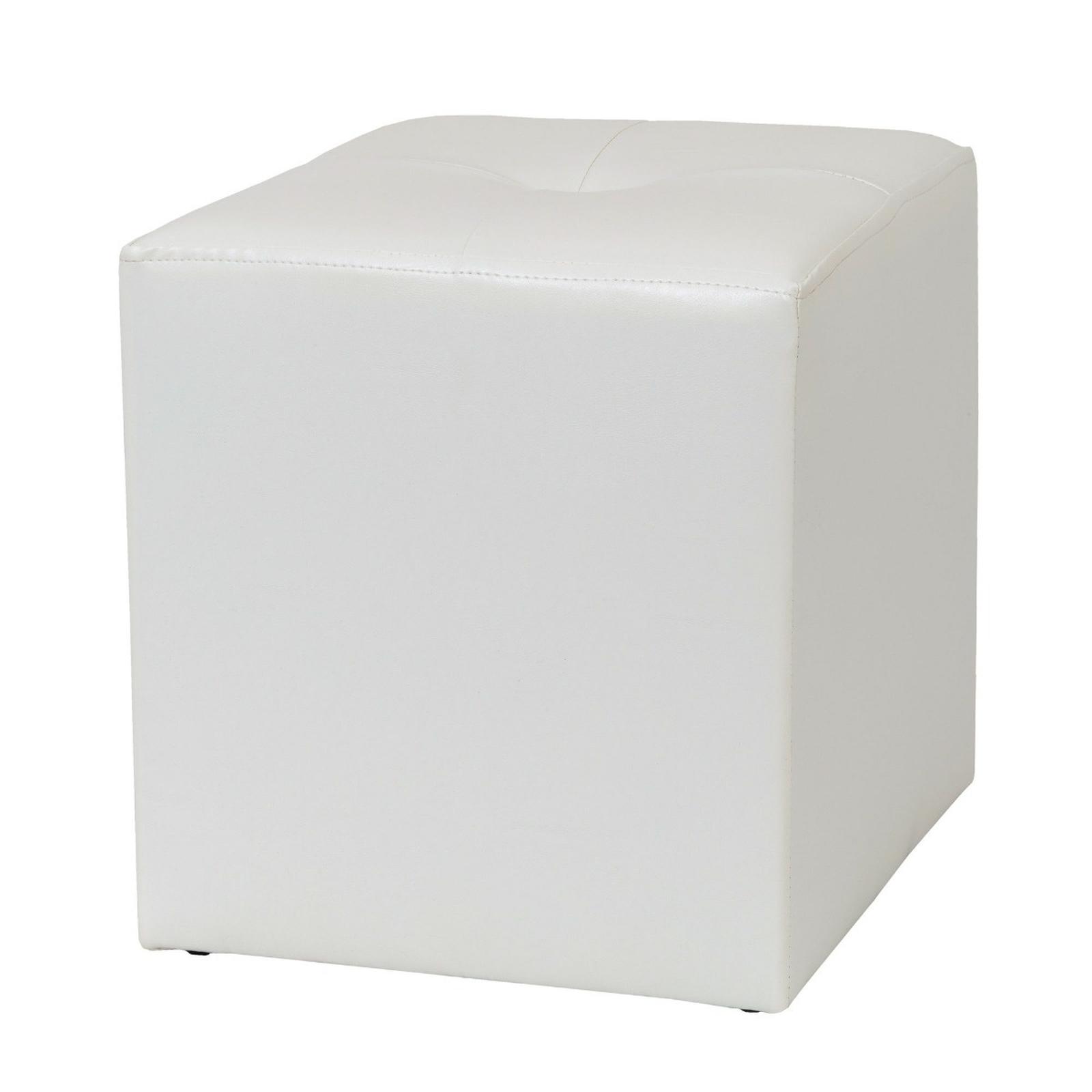 Taburet Cool fix, patrat, imitatie piele, alb, 35 x 35 x 36 cm