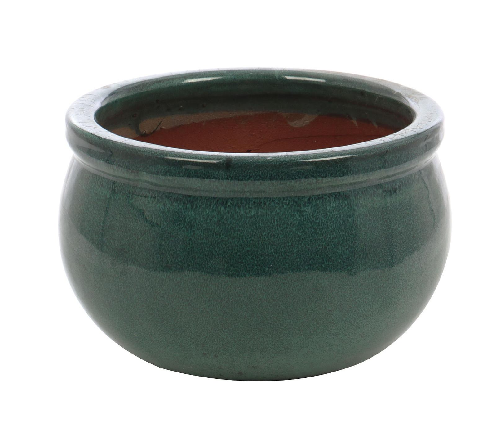 Ghiveci ceramic rotund, verde, 25 x 15 cm, 21237 V