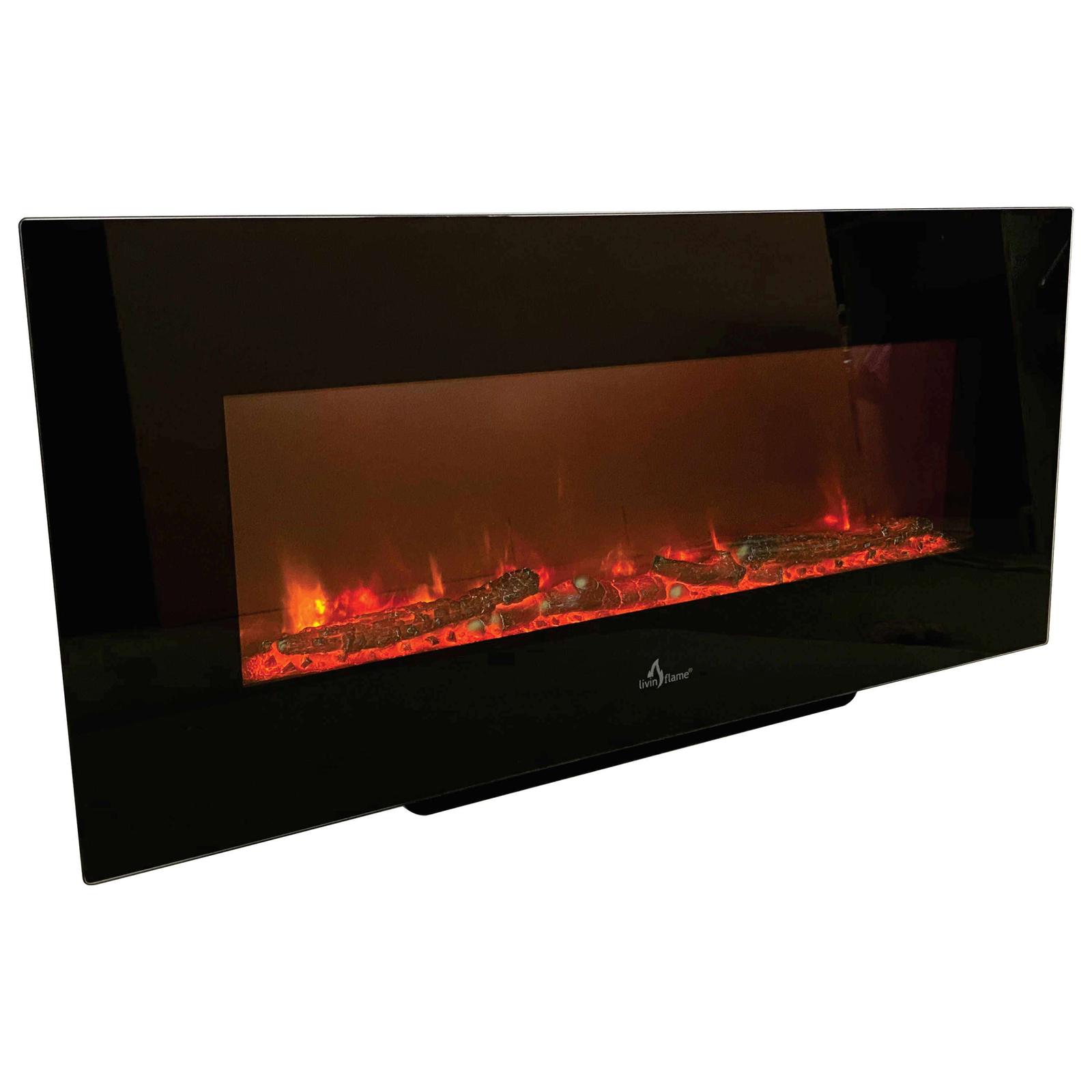 Semineu electric decorativ, de perete, London, negru, 2 kW, 1000 x 450 x 130 mm