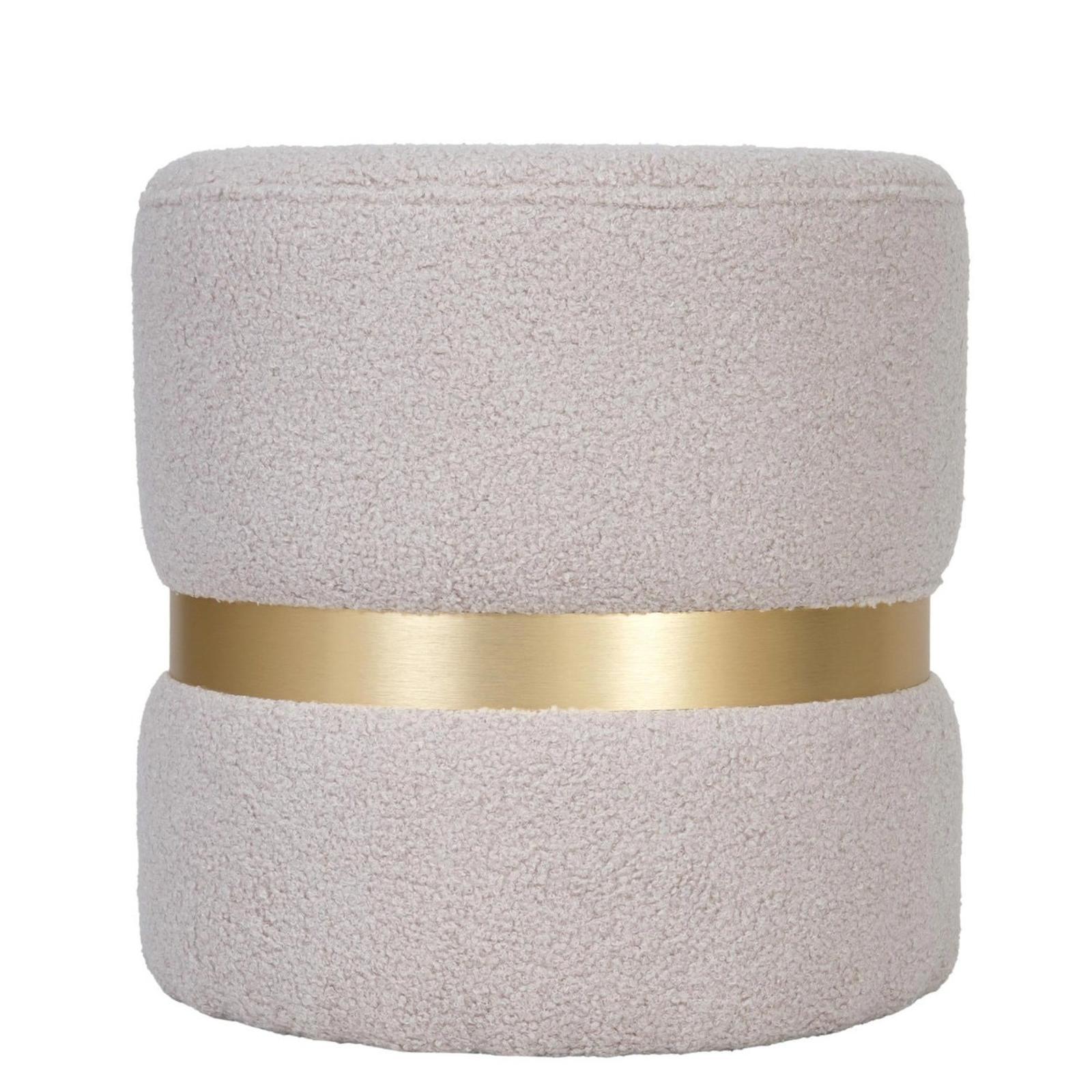 Taburet Ring, fix, rotund, stofa, crem T05 + auriu, 38 x 38 x 40 cm