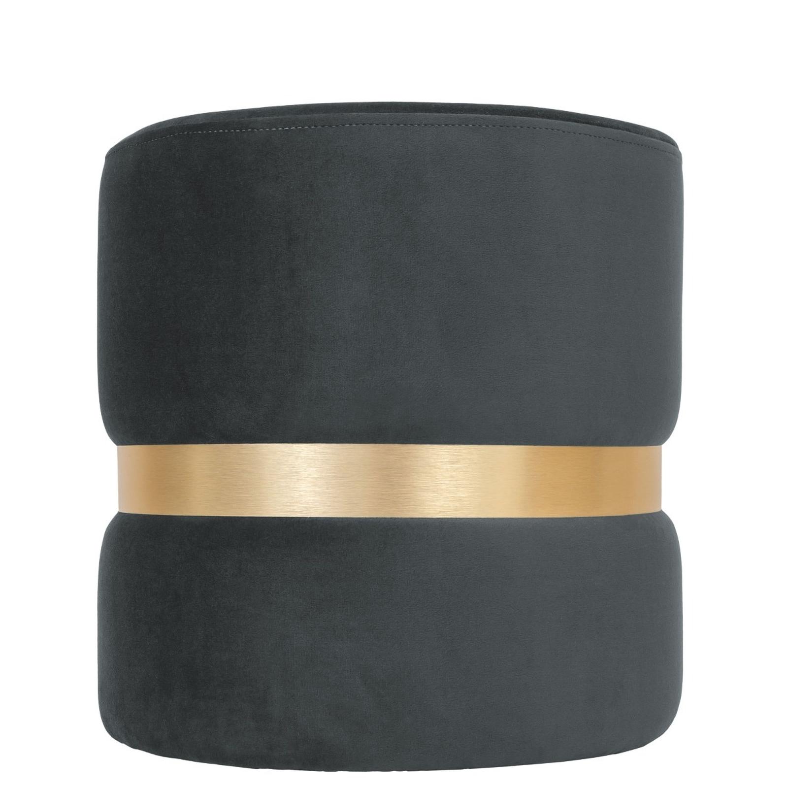 Taburet Ring, fix, rotund, material textil, gri + auriu, 38 x 38 x 40 cm
