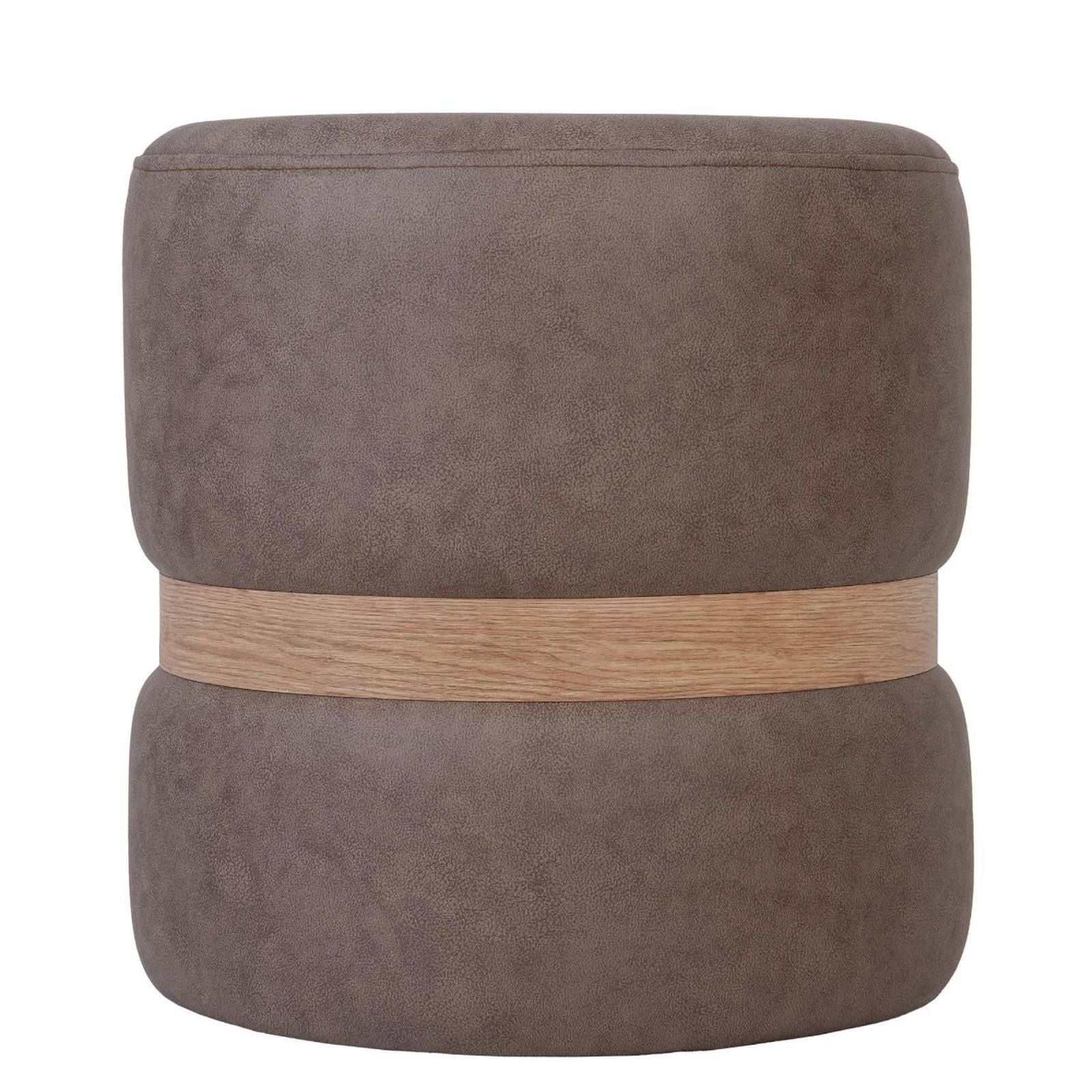Taburet Ring fix, rotund, stofa, bej M610 + stejar, 38 x 38 x 40 cm