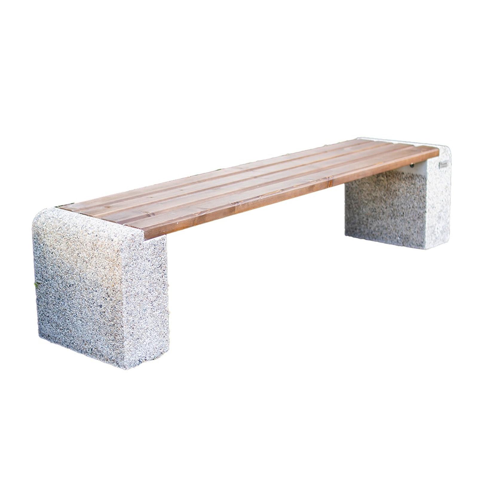 Banca de gradina din lemn + beton, Aveiro VG353, alb + maro, 200 x 44 x 45 cm