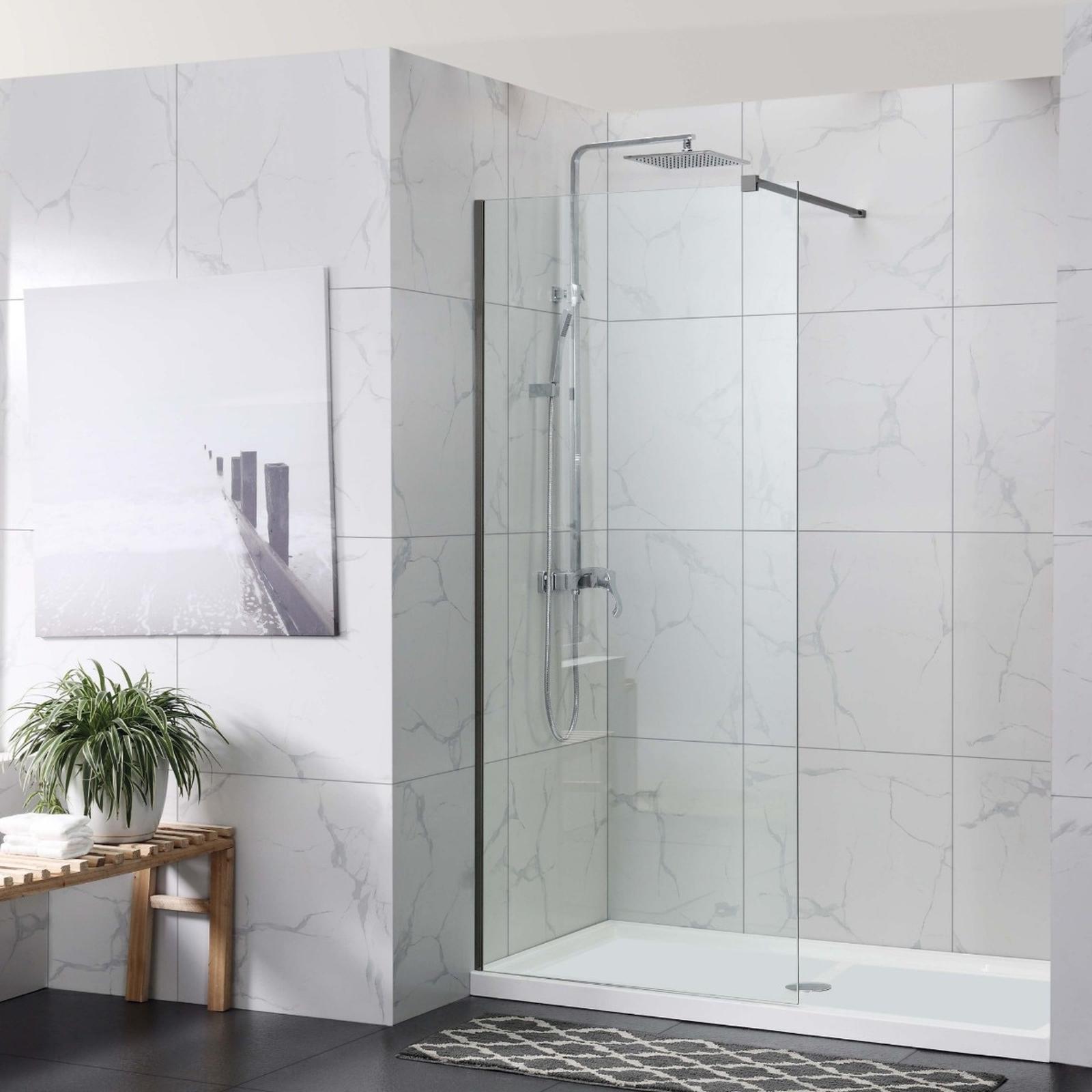 Perete dus West WST07 tip walk-in, sticla transparenta, profil gri metal, 90 x 200 cm